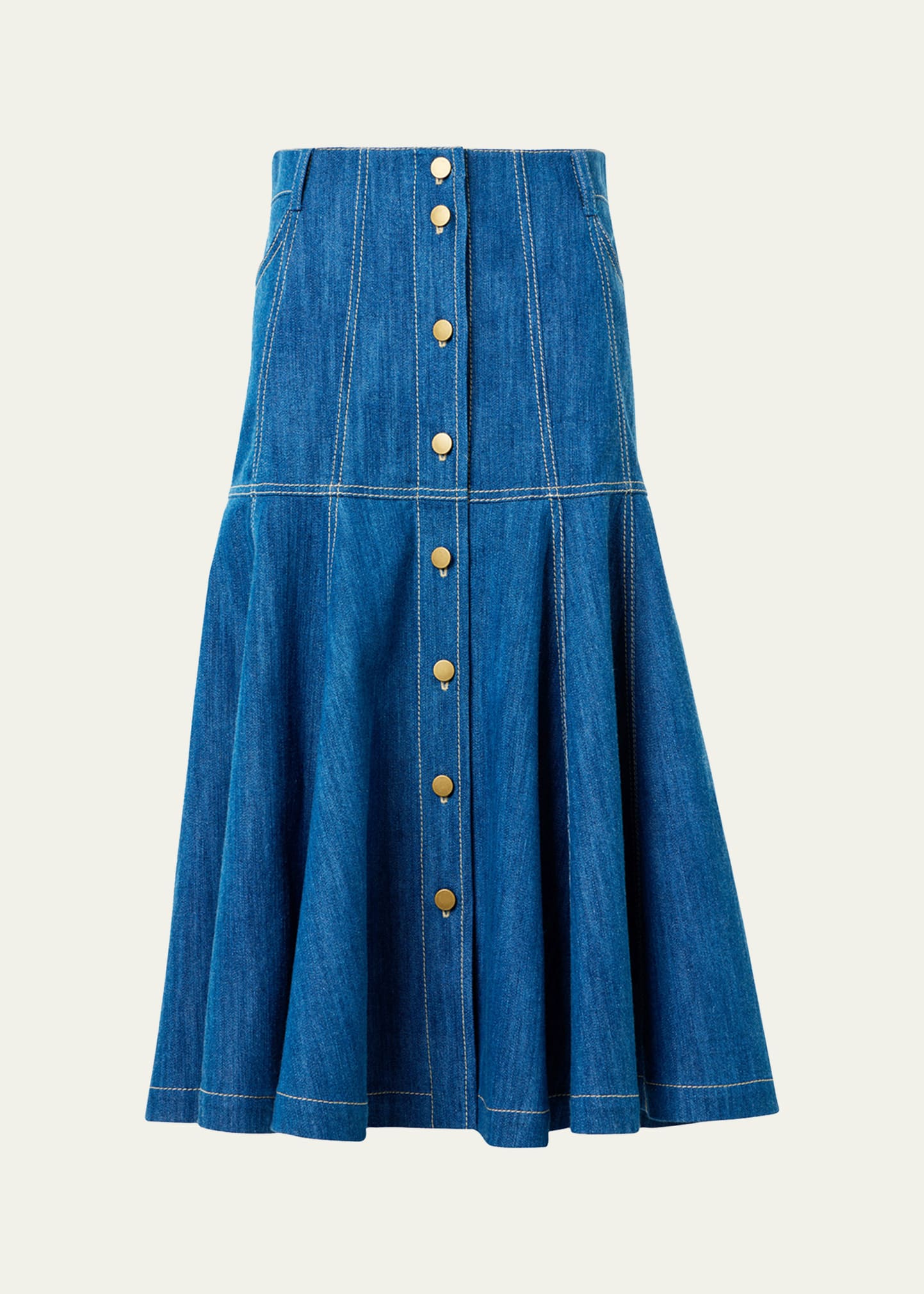 Akris punto Paneled Denim Midi Skirt - Bergdorf Goodman