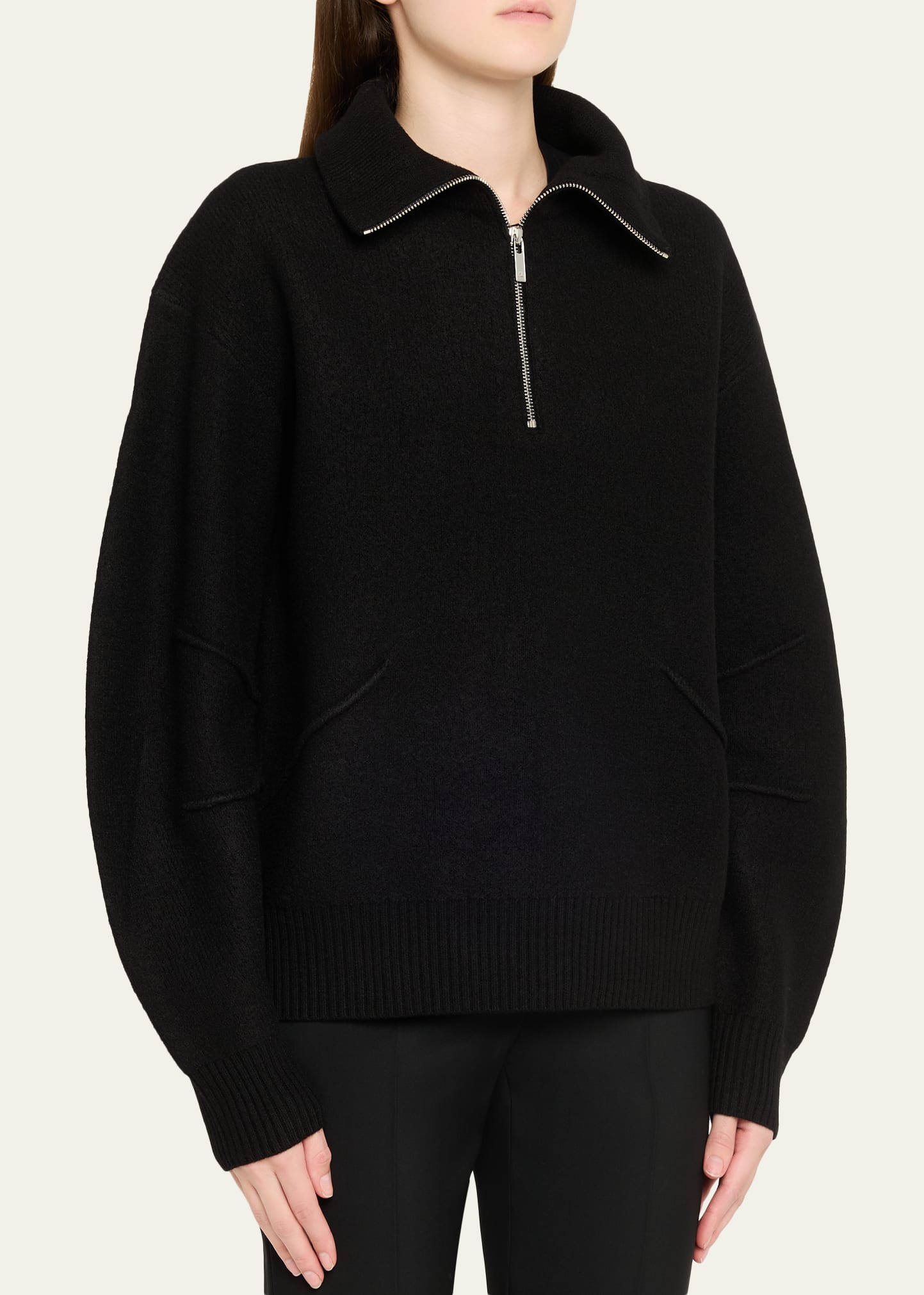 Helmut Lang Boiled Wool Half-Zip Sweater - Bergdorf Goodman