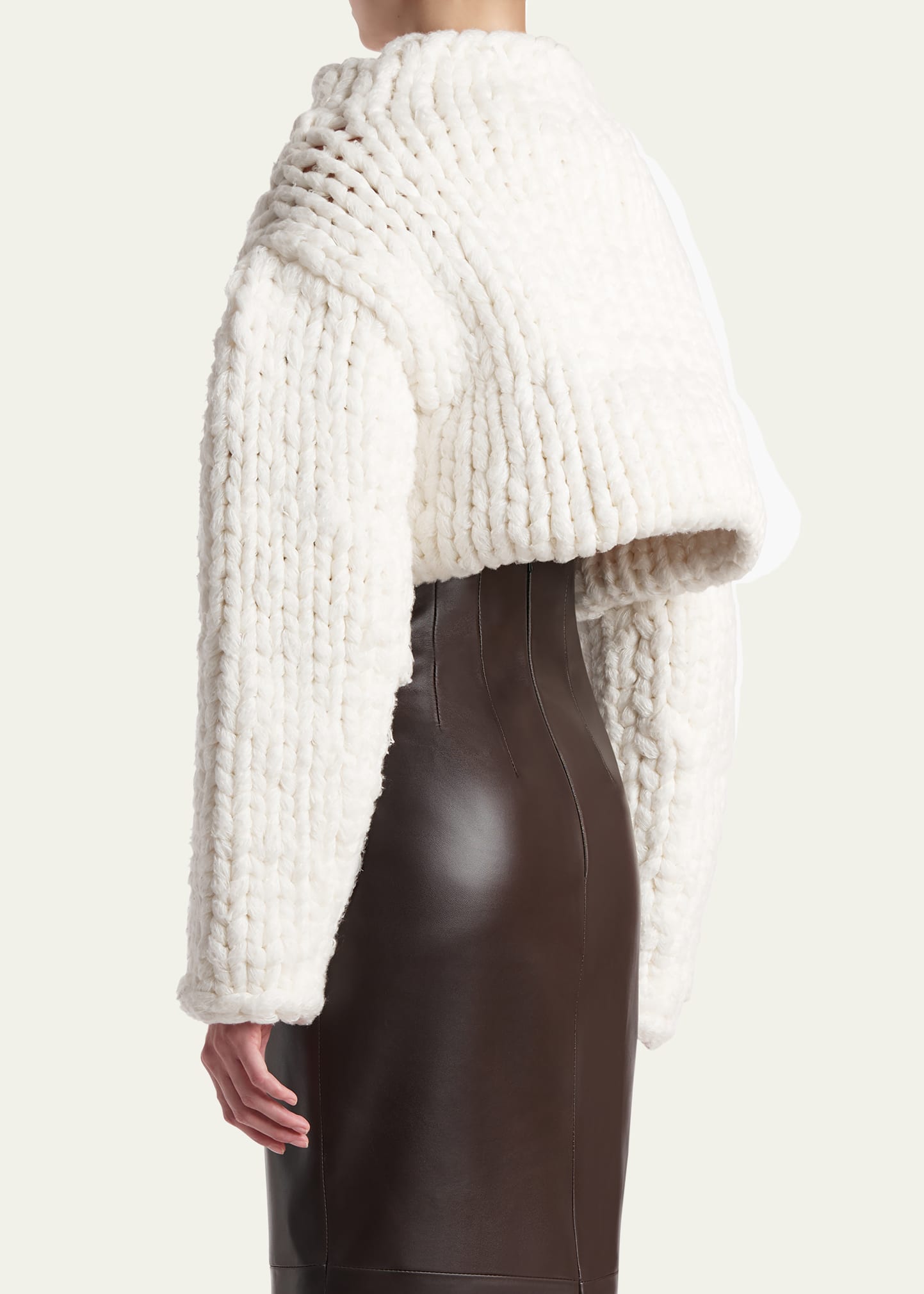 Khaite Ninel Oversized Cable-Knit Crop Sweater - Bergdorf Goodman