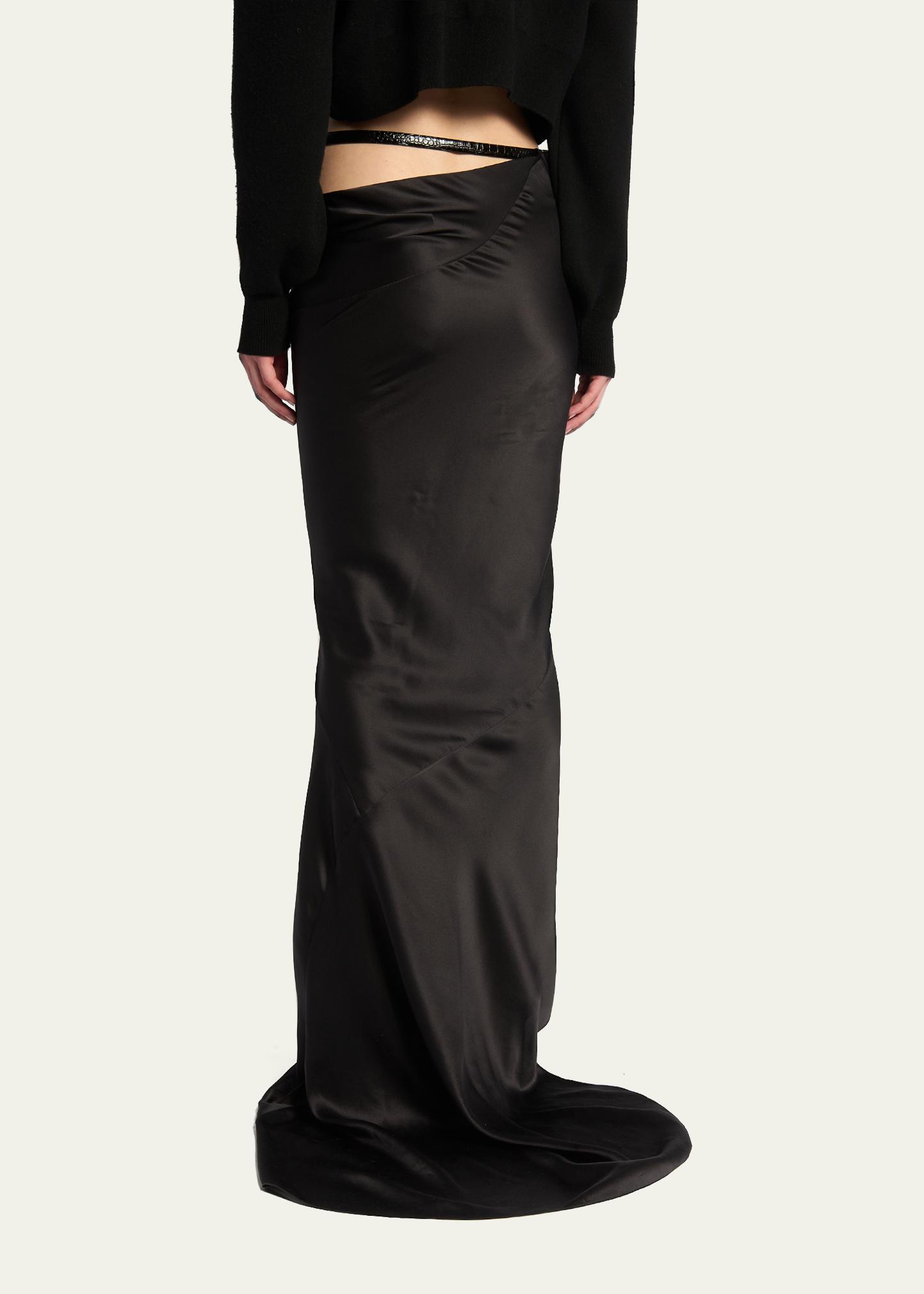 Asymmetric Satin Maxi Skirt With Train, image 4 of 6
