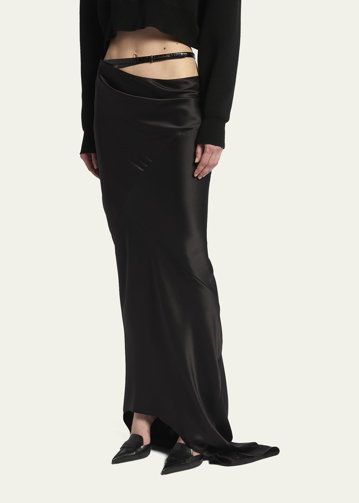 TOM FORD Asymmetric Satin Maxi Skirt With Train - Bergdorf Goodman