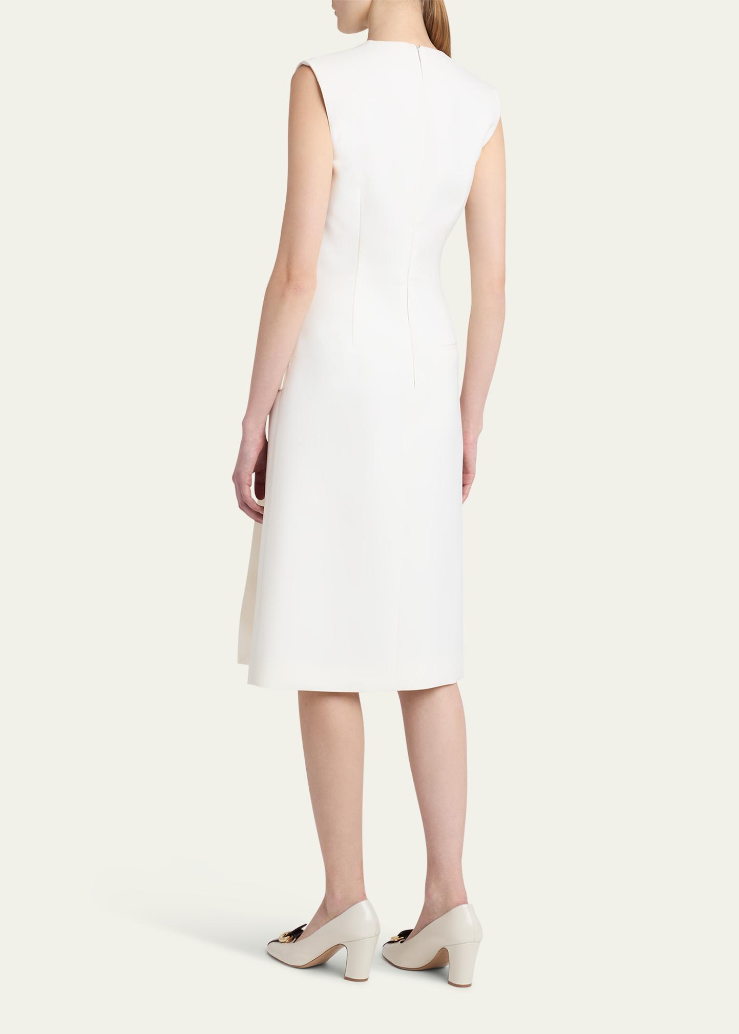 Salvatore Ferragamo ノースリーブ ワンピース ホワイト FERRAGAMO Split V-Neck Sleeveless Crepe Midi Dress - Bergdorf Goodman