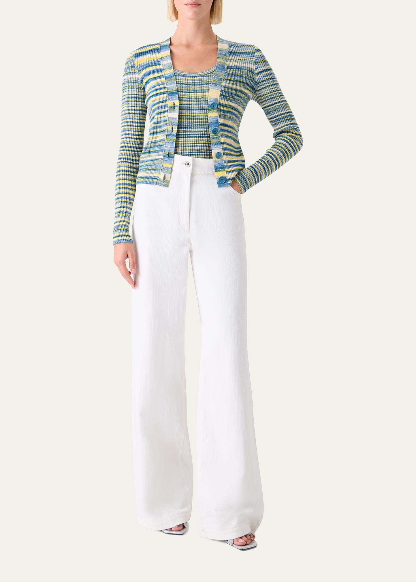 Akris punto Space Dye Rib Knit V-Neck Cardigan - Bergdorf Goodman