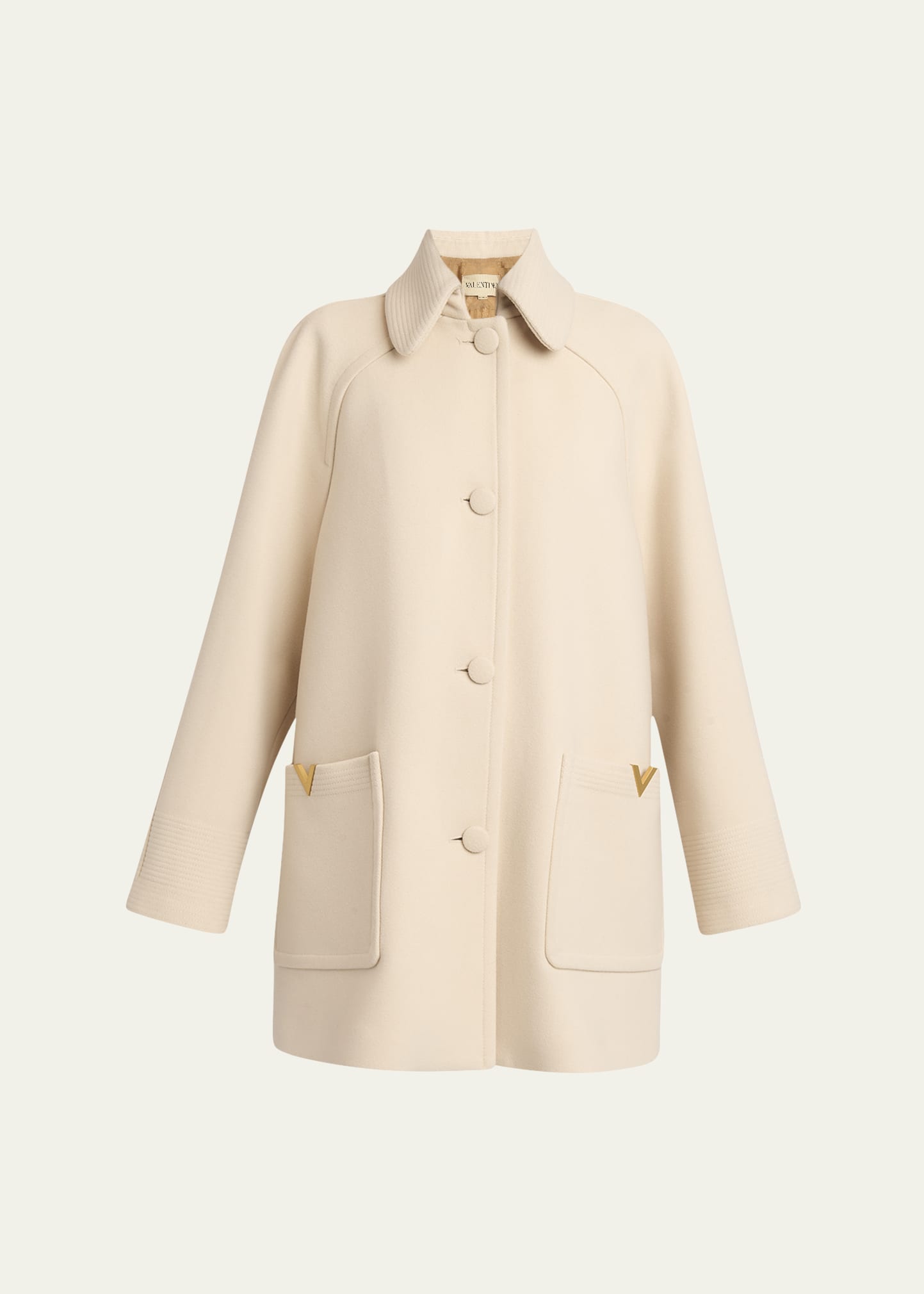 Valentino Garavani Cappotto Wool V Gold-Trim Jacket - Bergdorf Goodman