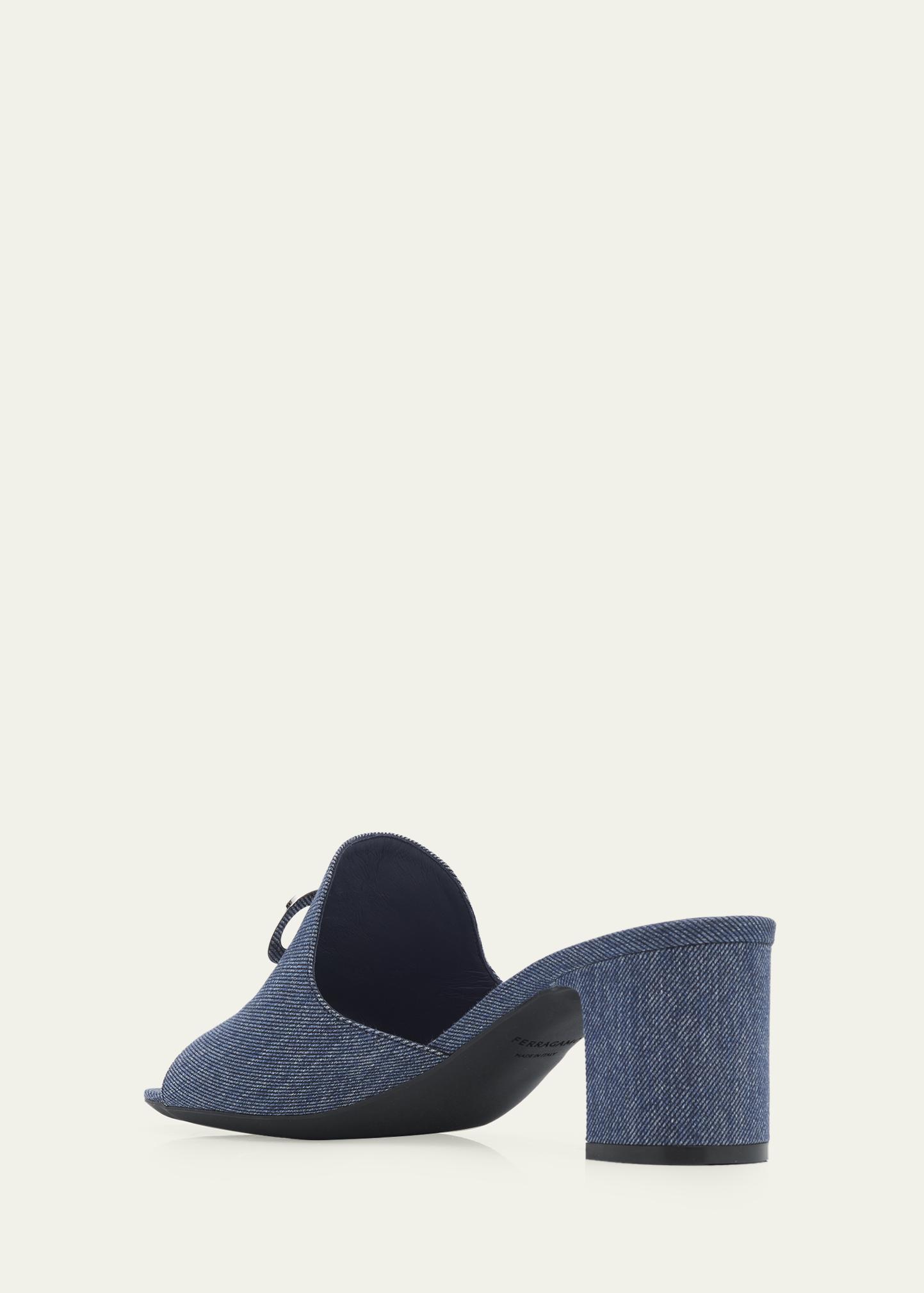 FERRAGAMO 55mm Rexy Denim Mule Sandals - Bergdorf Goodman