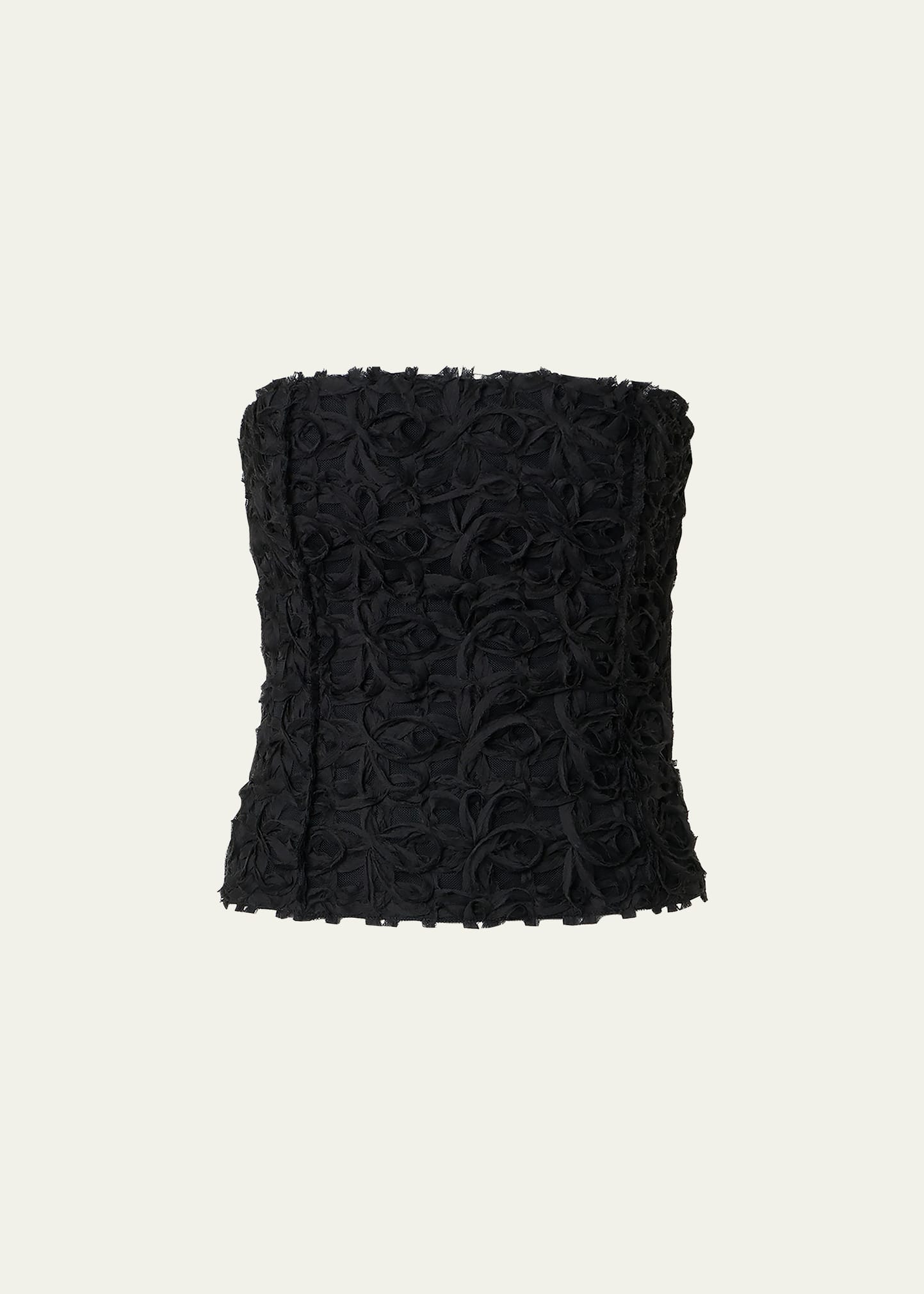 AKRIS punto ノースリーブトップス サイズ8 黒 Akris punto 3D Floral Embroidered Bustier Top - Bergdorf Goodman