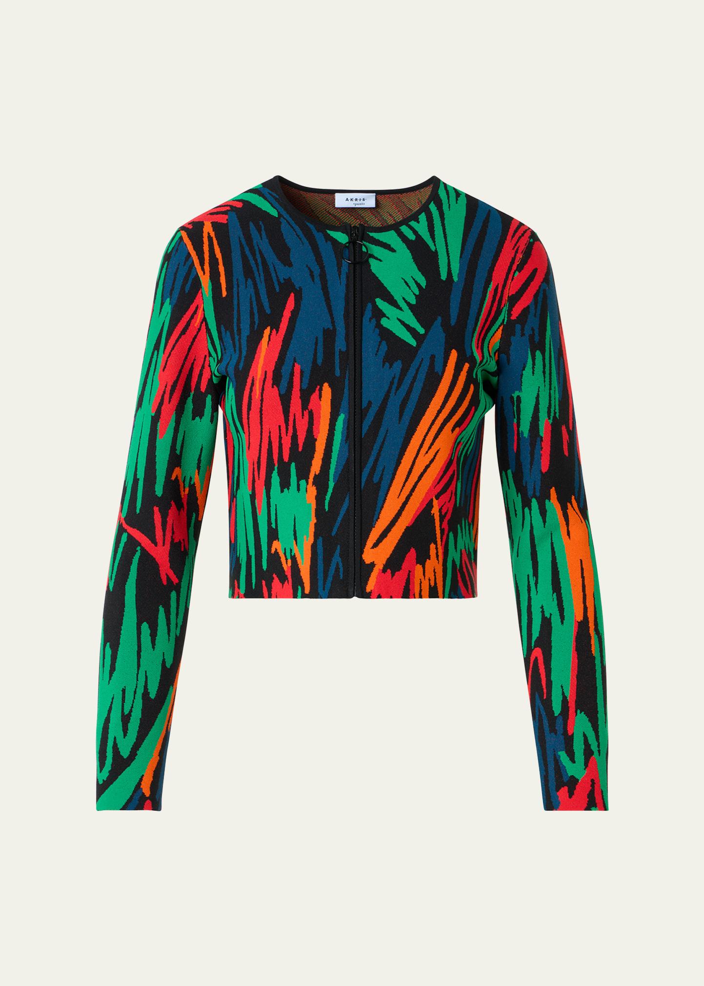 Akris punto Scribble Jacquard Knit Zip Cardigan - Bergdorf Goodman
