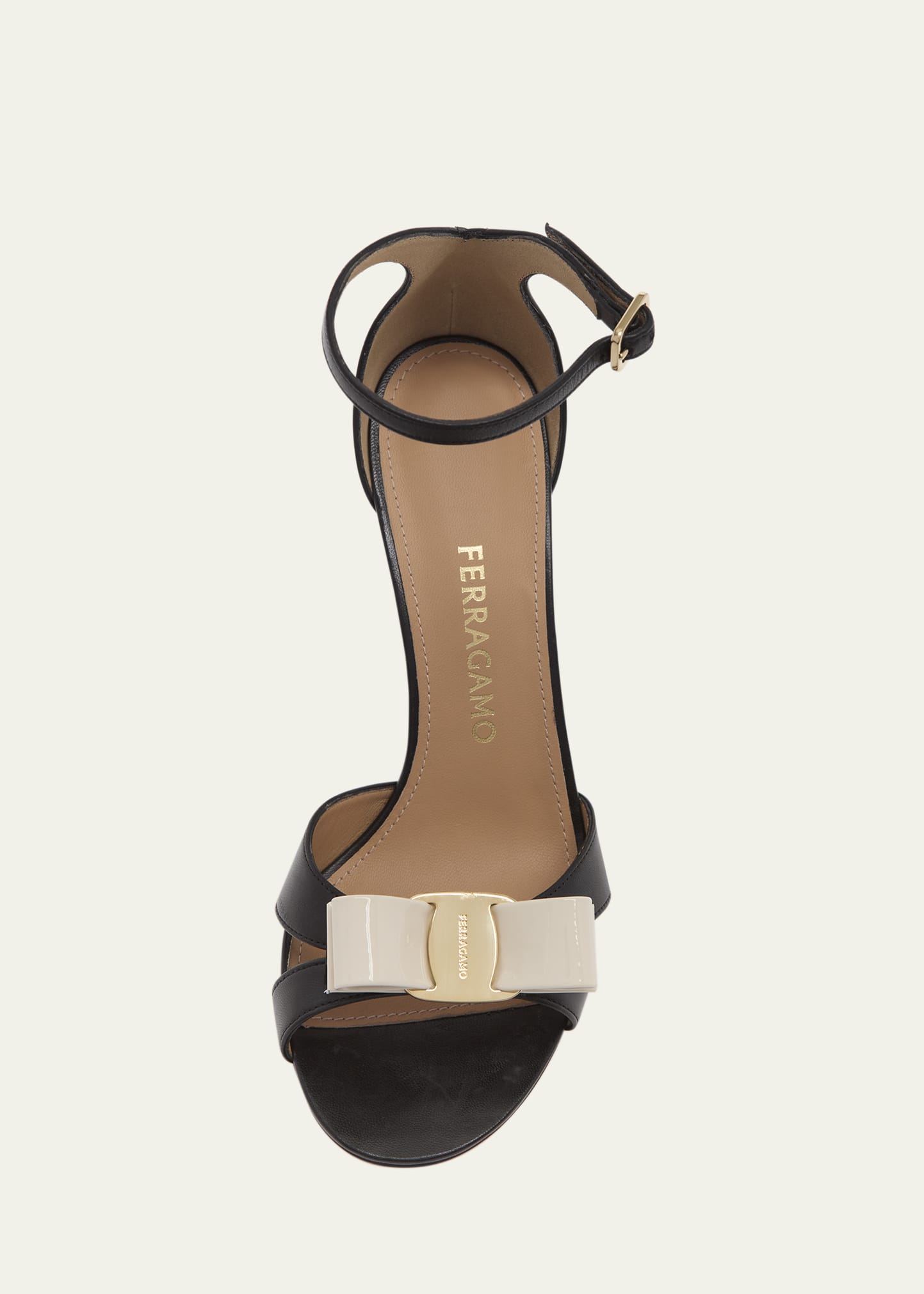 Ferragamo 95mm Roxy Vara Leather Bow Ankle-Strap Sandals