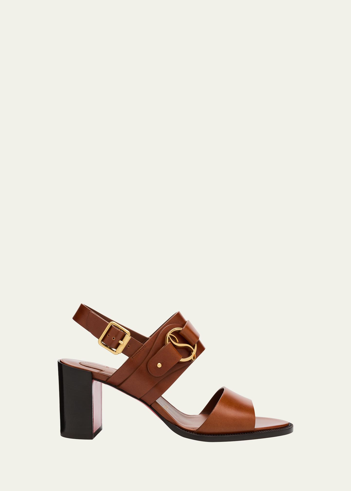 Christian Louboutin 70mm Her in Roma Leather Block-Heel Sandals