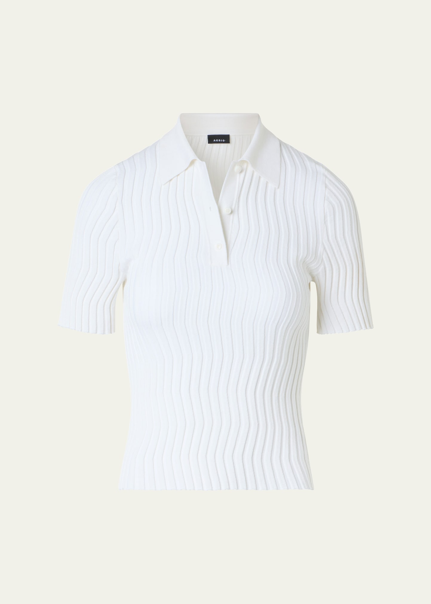 Akris Zigzag Rib Knit Short-Sleeve Polo Sweater - Bergdorf Goodman