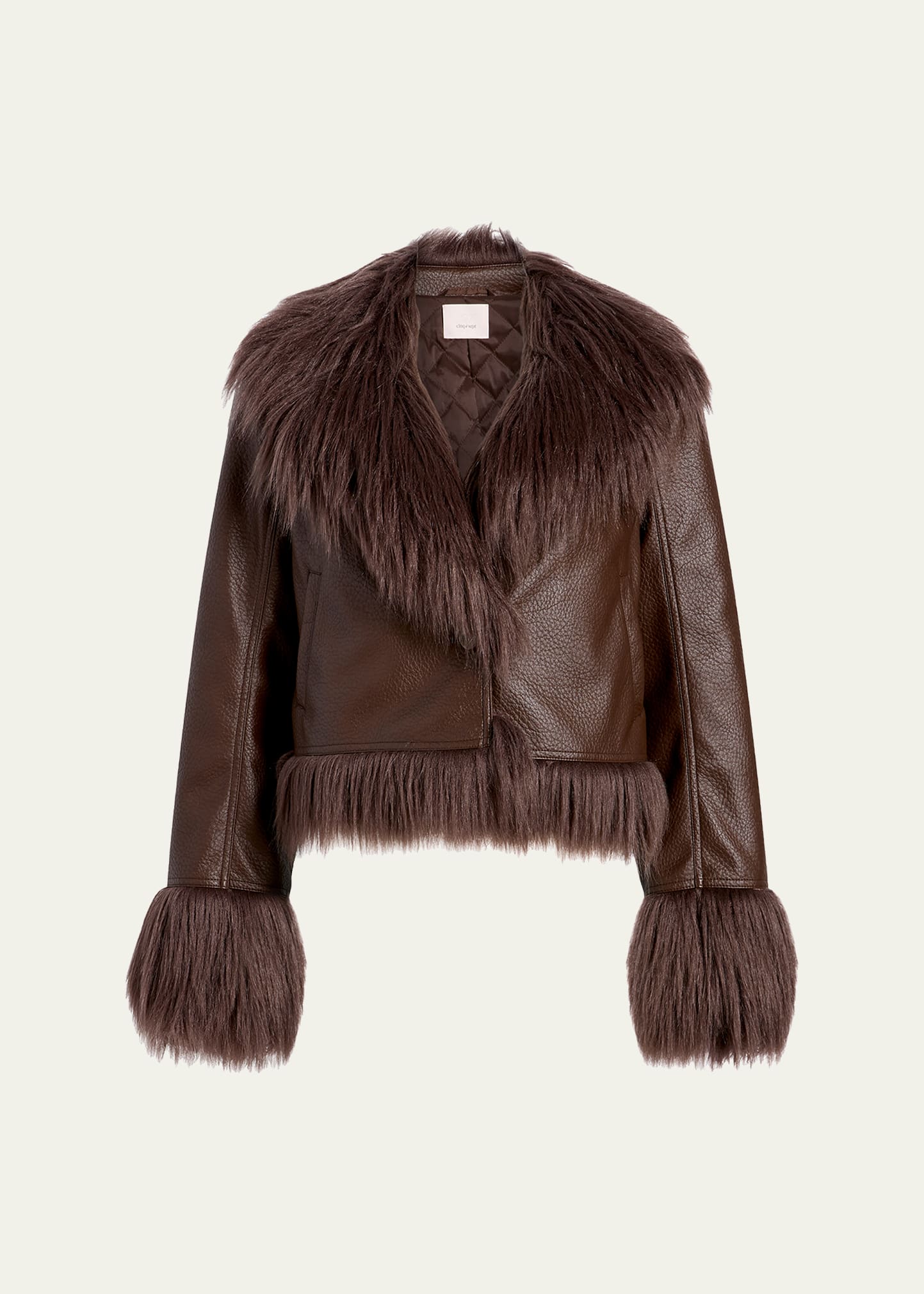50着限定　fuga Mouton leather fur jacket 00 Cinq a Sept Panama Vegan Leather Jacket - Bergdorf Goodman