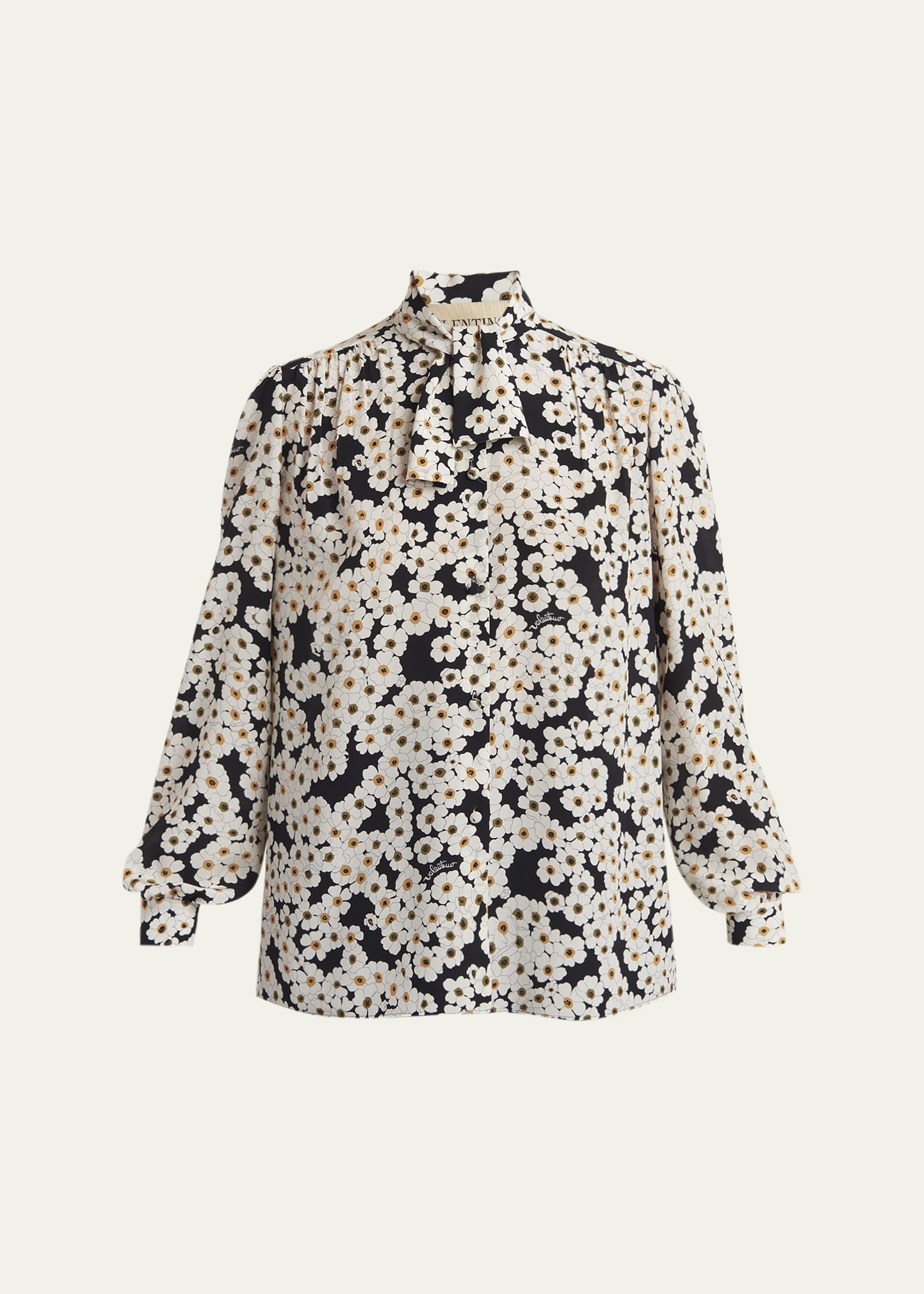 valentinoフラワー シルク100% ブラウス Valentino Garavani Daisy-Print Silk Neck-Scarf Blouse - Bergdorf