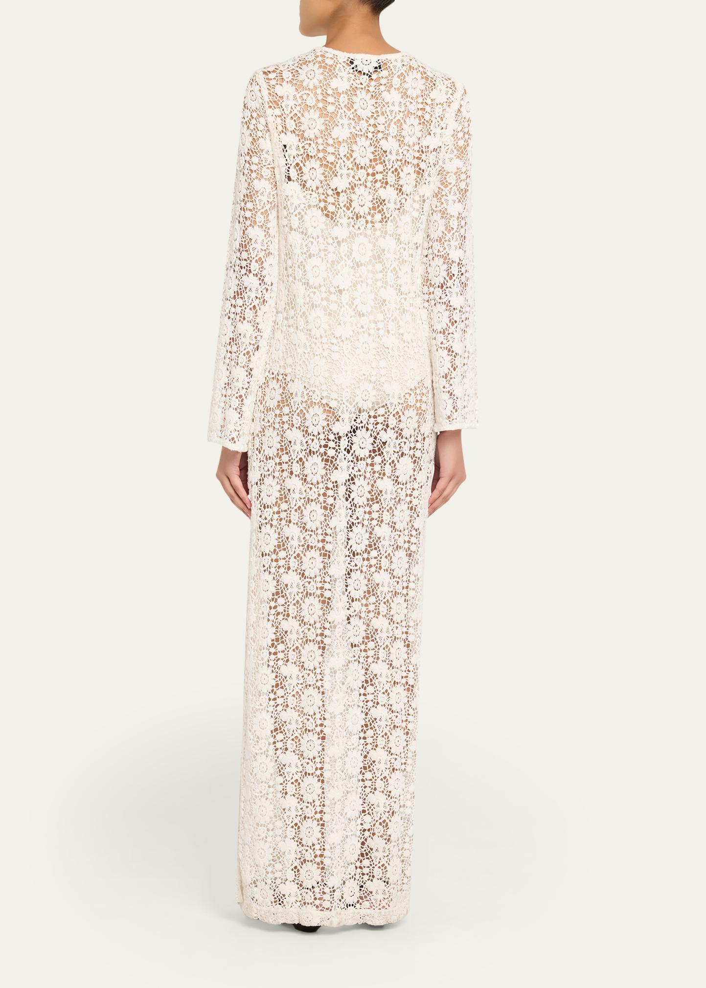 louren vintage lace knit dress お値下げ交渉⭕ Nili Lotan Della Floral Crochet Knit Long-Sleeve Maxi Dress