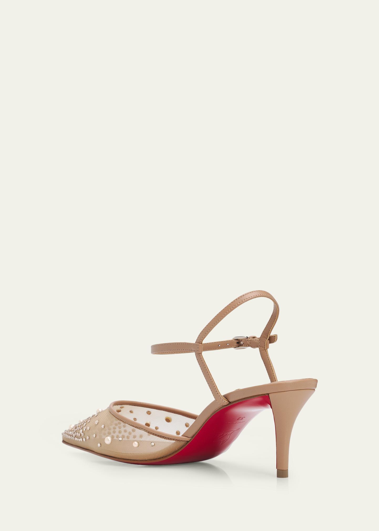 Christian Louboutin 60mm Miss Z Riviera Strass Mesh Pumps