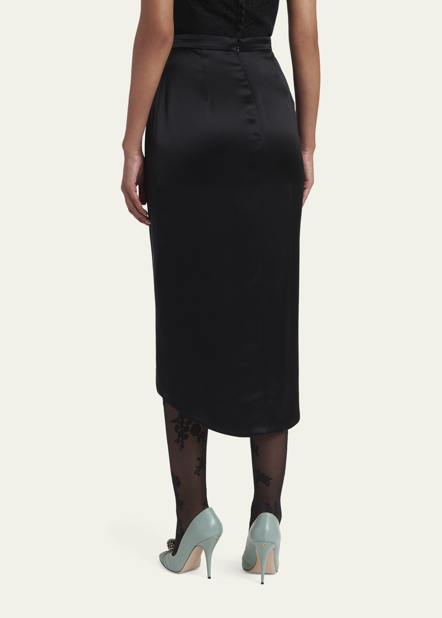 Valentino Garavani Draped Silk Bow Midi Tulip Skirt - Bergdorf Goodman