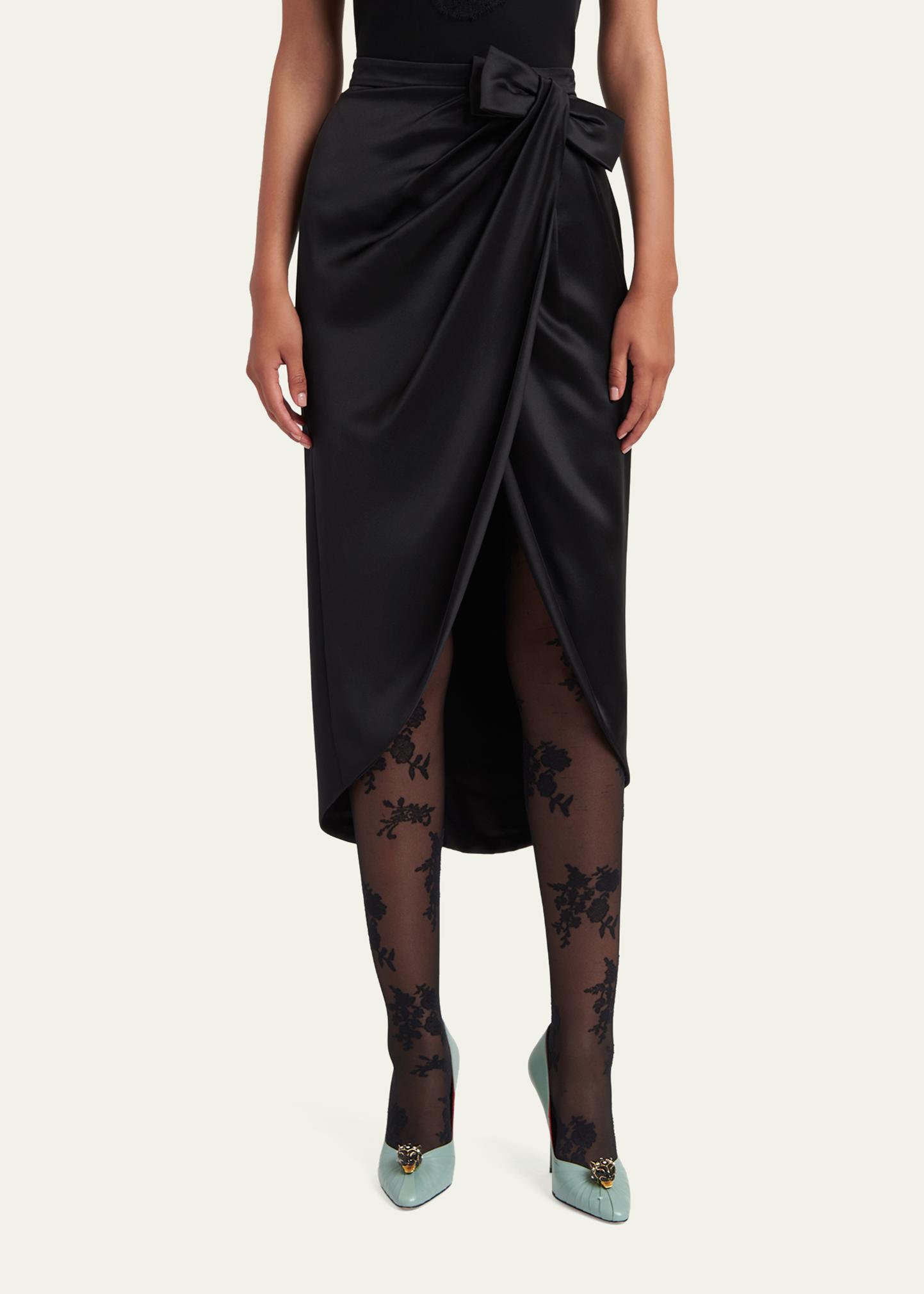 ★VALENTINO最高級ライン★美品★Vロゴプレート★Aラインスカート Valentino Garavani Draped Silk Bow Midi Tulip Skirt - Bergdorf Goodman