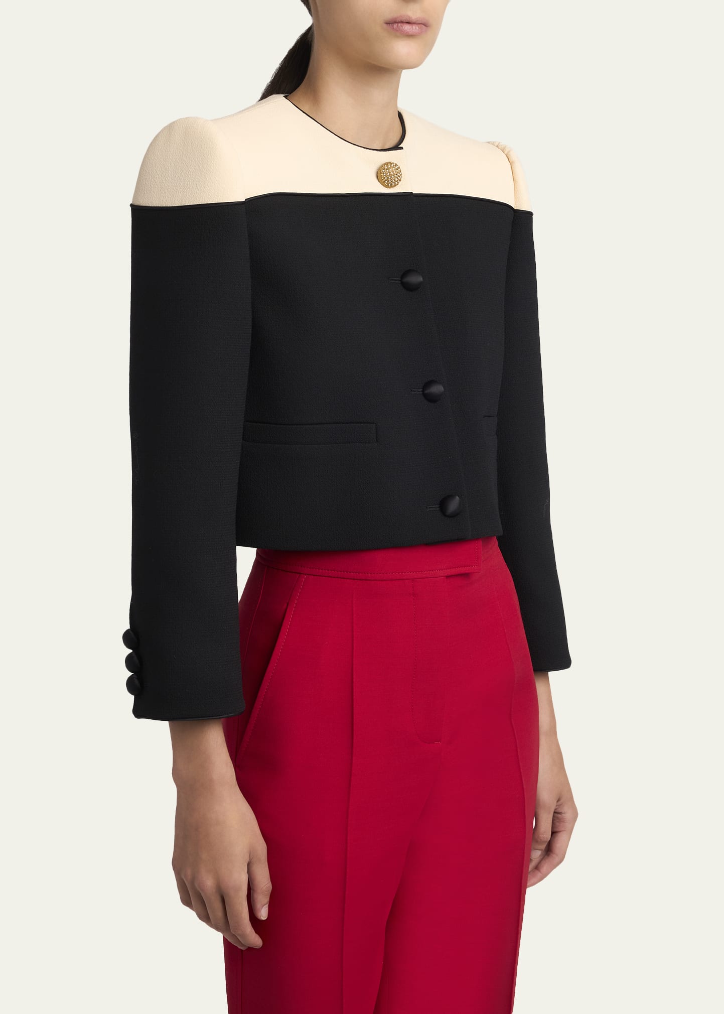 Valentino Garavani Colorblock Single-Breasted Wool Jacket