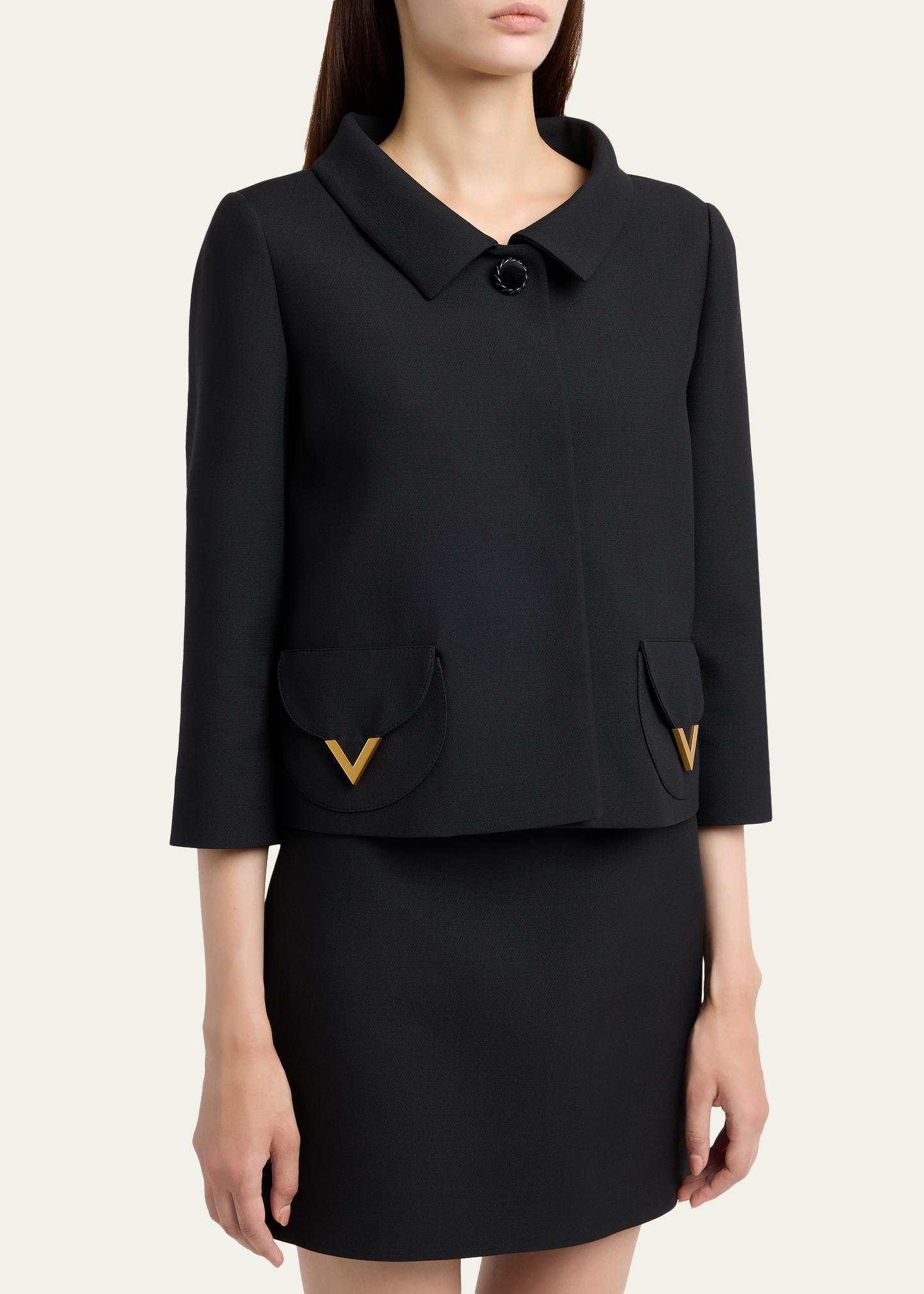 Valentino Garavani V-Logo Wool-Silk Single-Breasted Jacket