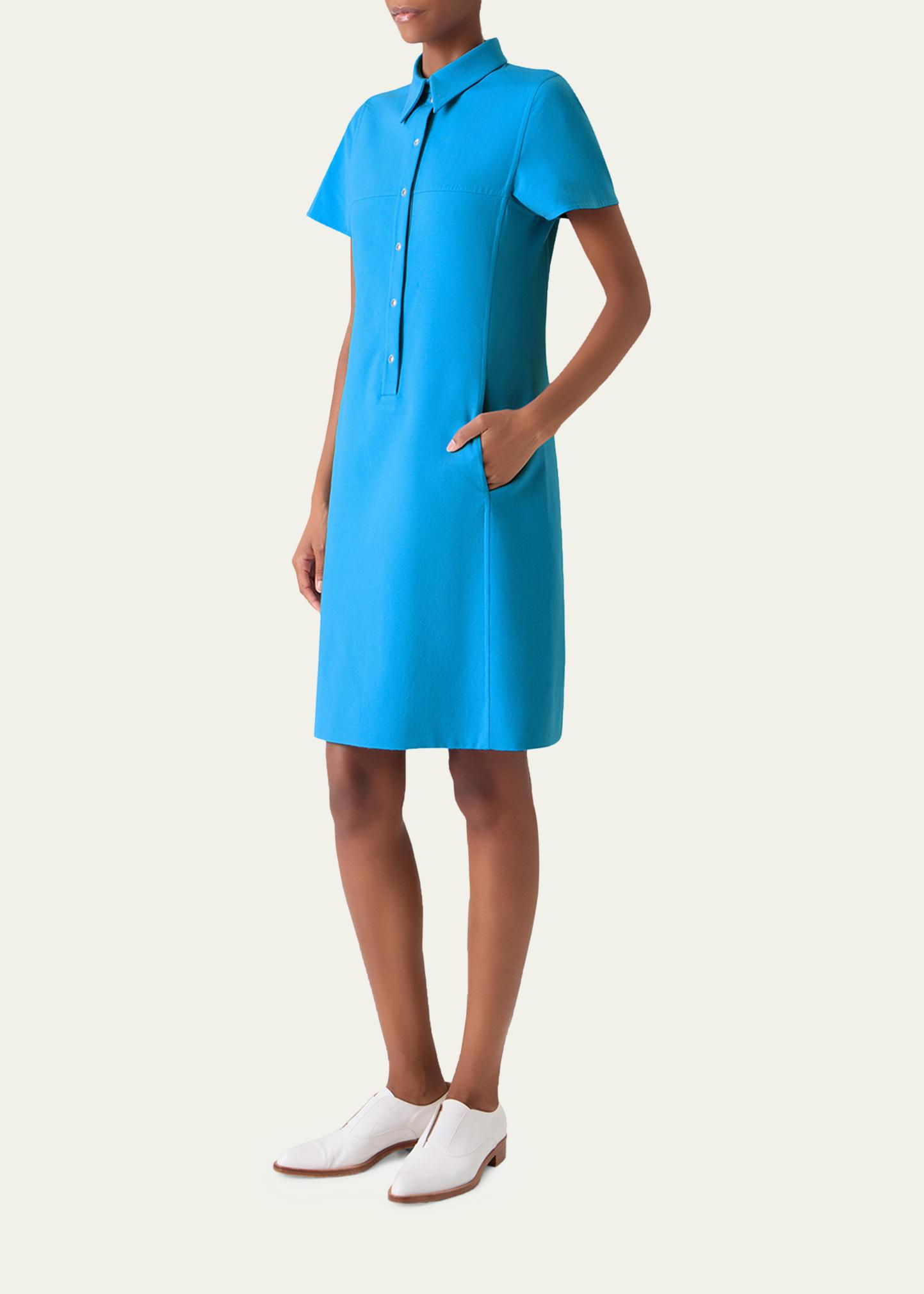 Akris Short-Sleeve Cotton-Silk Polo Dress - Bergdorf Goodman