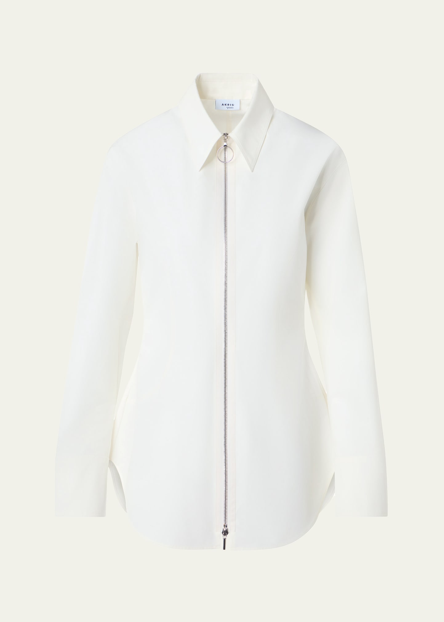 Akris punto Zip-Front Cotton Poplin Collared Shirt | Thumbnail 6