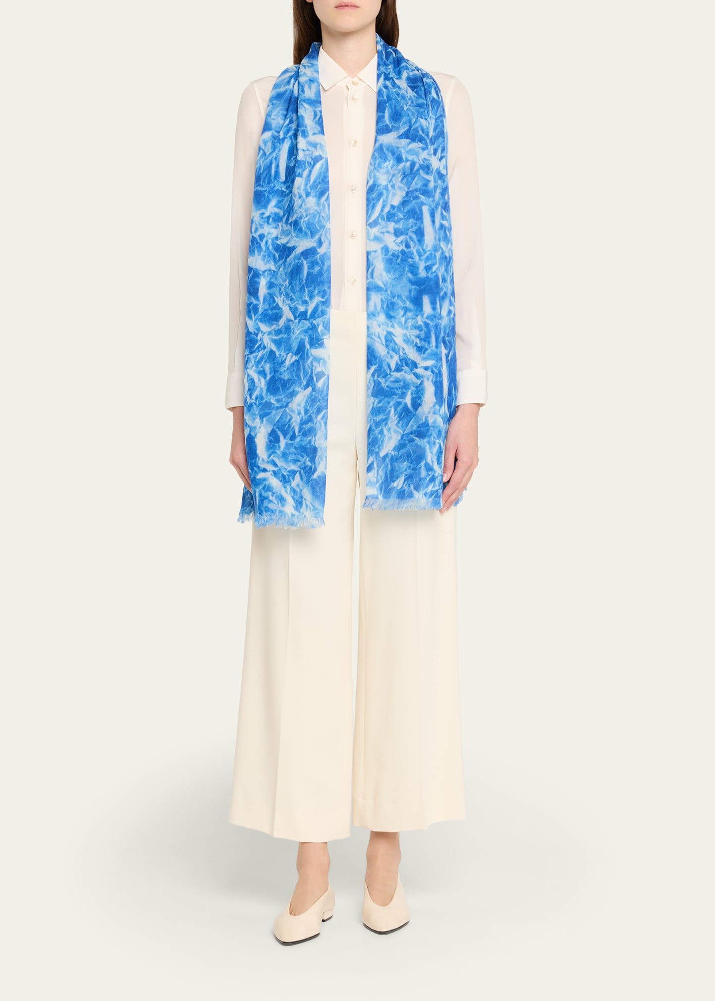 Akris Whitecaps-Print Cashmere Scarf - Bergdorf Goodman