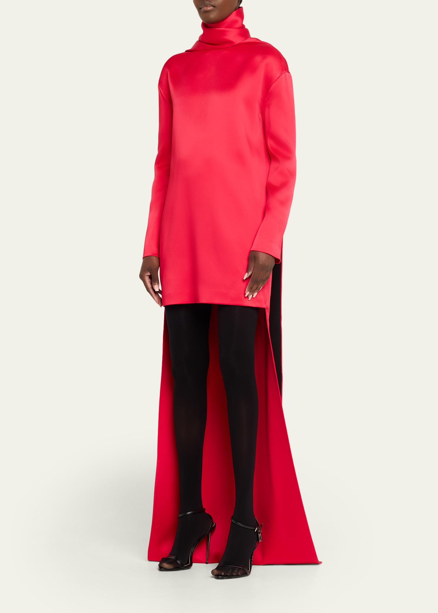 TOM FORD Mock-Neck Scarf Crepe High-Low Dress - Bergdorf Goodman