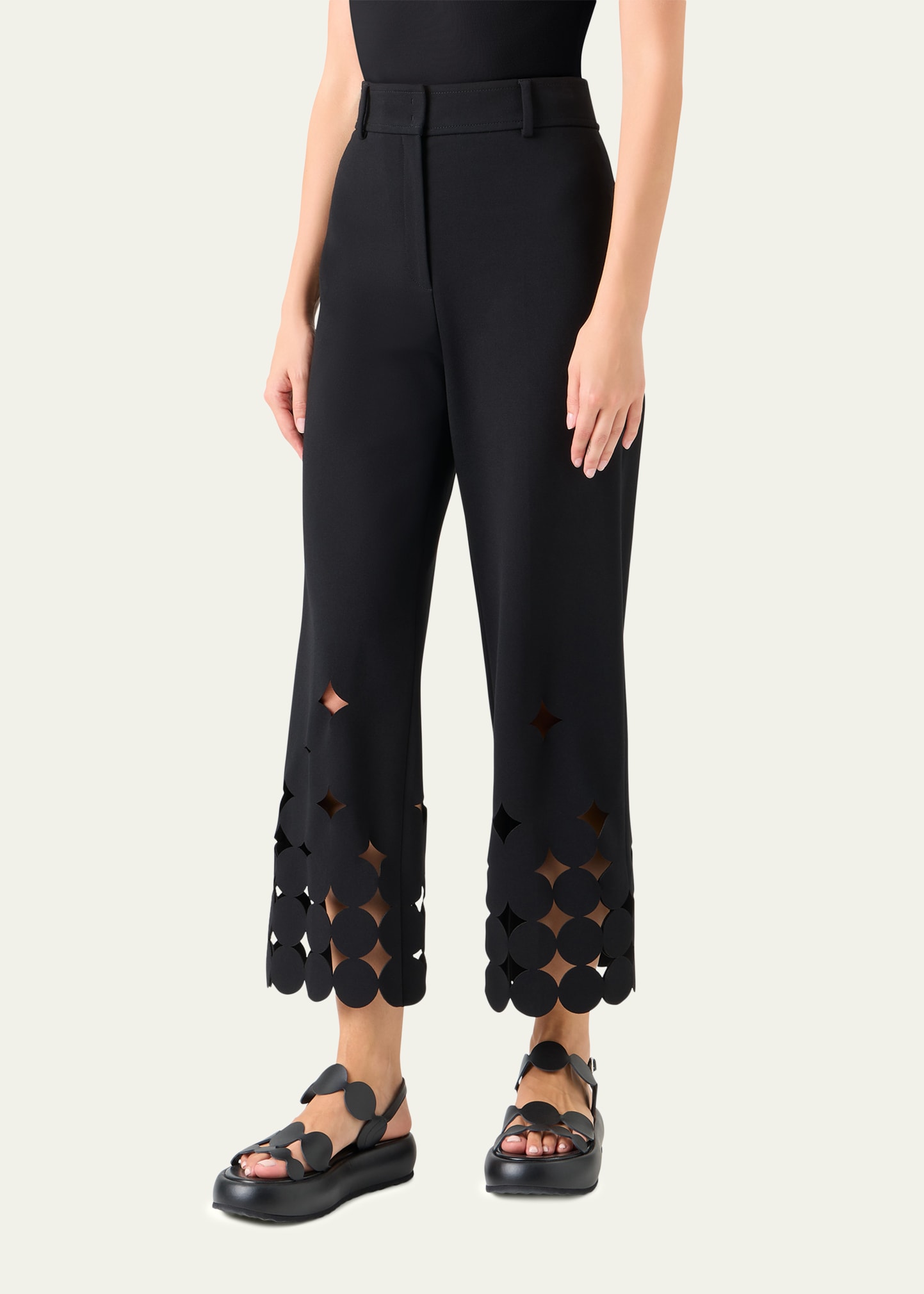 Akris punto Chieko Dot Cut-Out Straight-Leg Crop Pants - Bergdorf