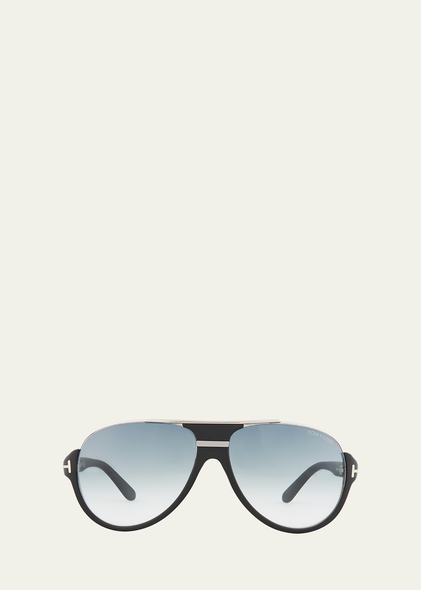 TOM FORD Dimitry Half-Rim Aviator Sunglasses, Matte Black/Shiny