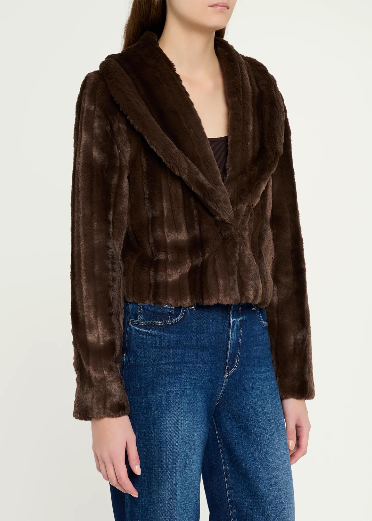 L'AGENCE Davy Faux fur Cropped Jacket - Bergdorf Goodman