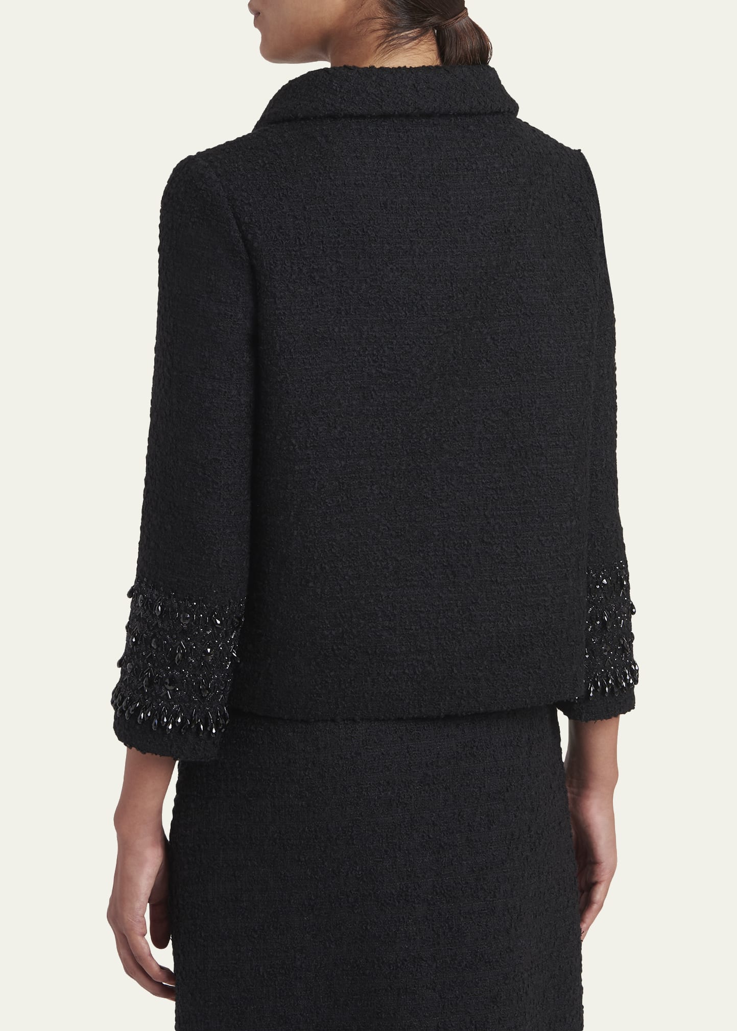 Valentino Garavani Crystal Embroidered Tweed Single-Breasted Top