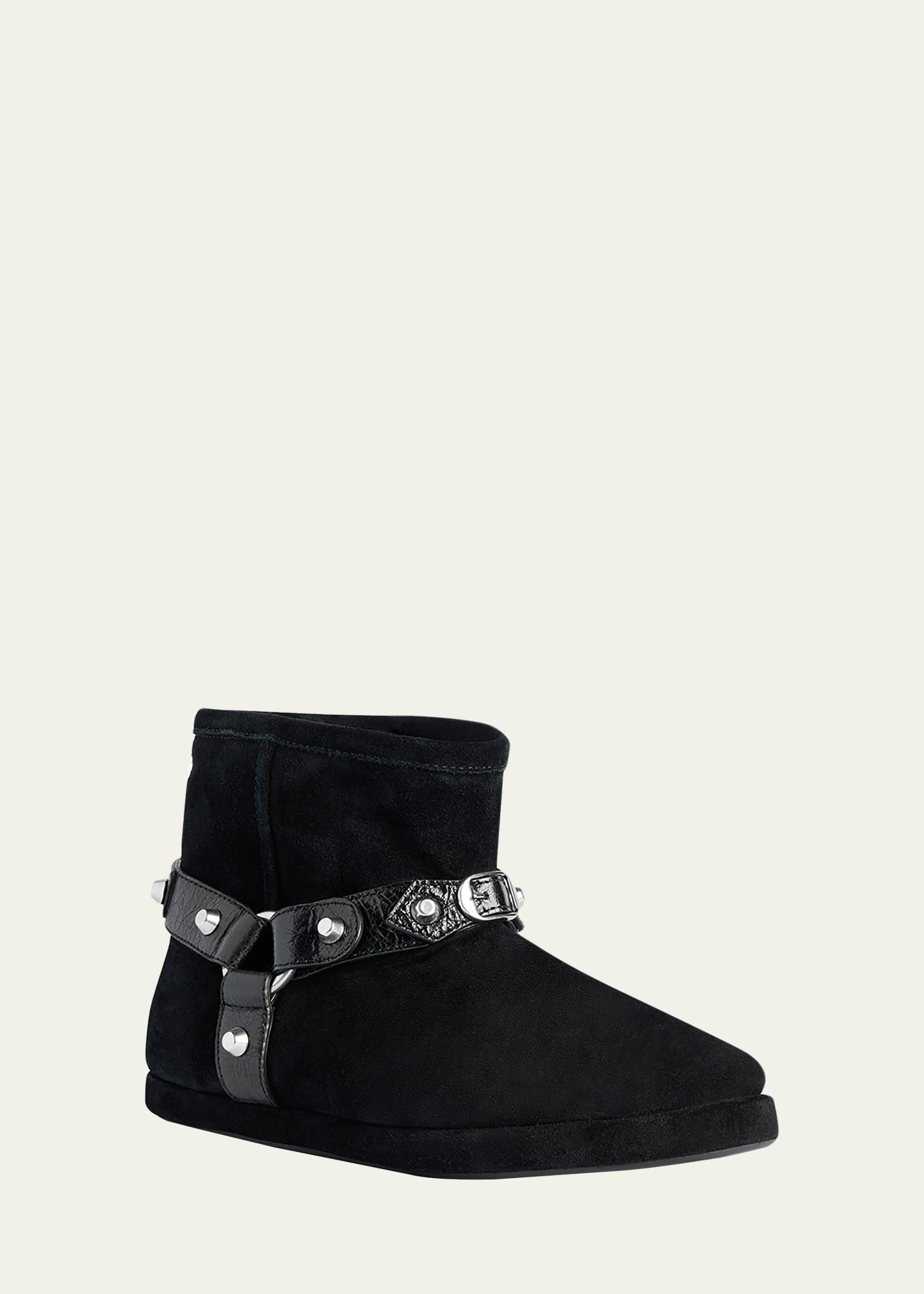 Balenciaga Alaska Soft Shearling-Lined Suede Ankle Booties