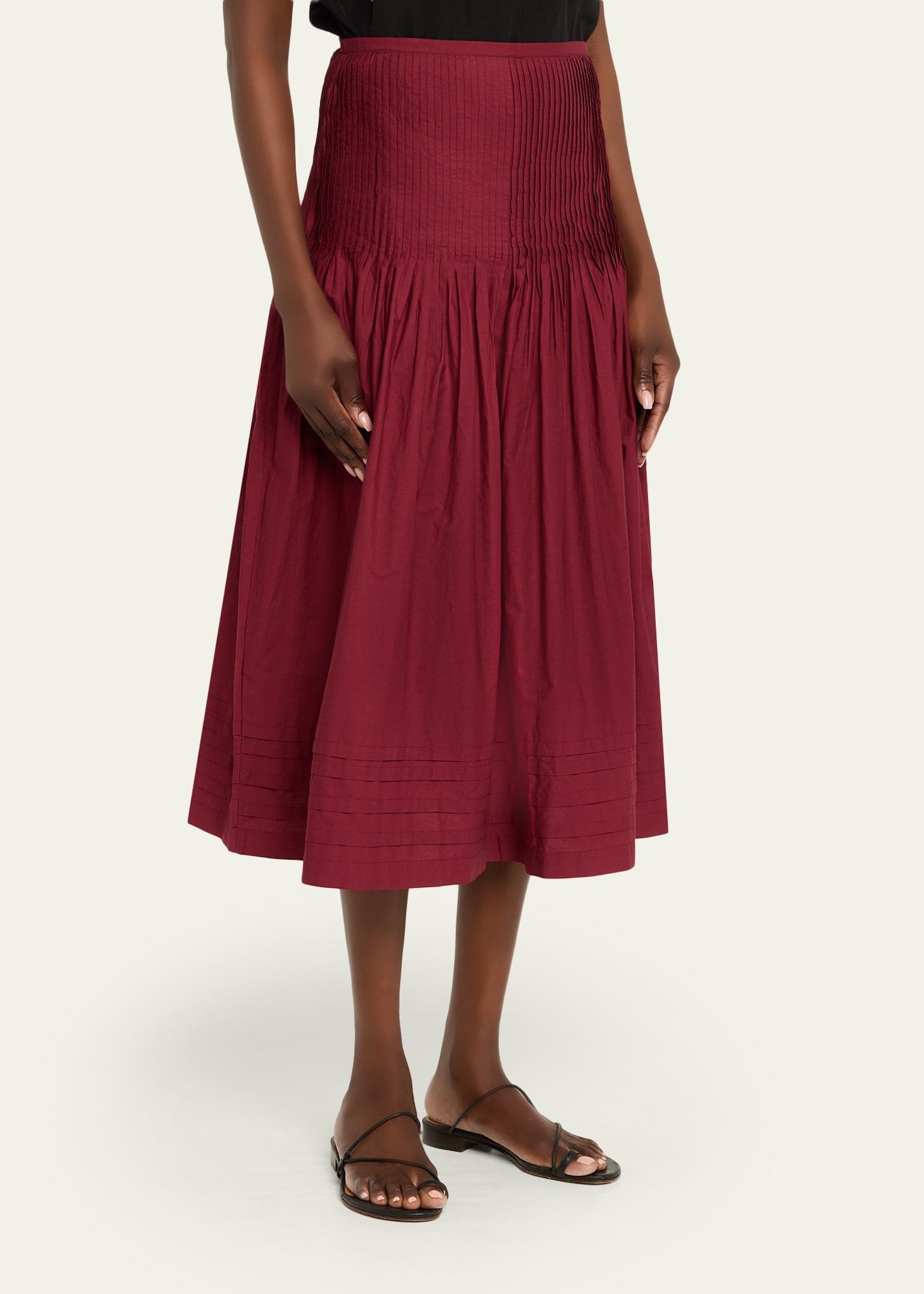 Ciao Lucia Rosa Pleated Drop-Waist Midi Skirt - Bergdorf Goodman