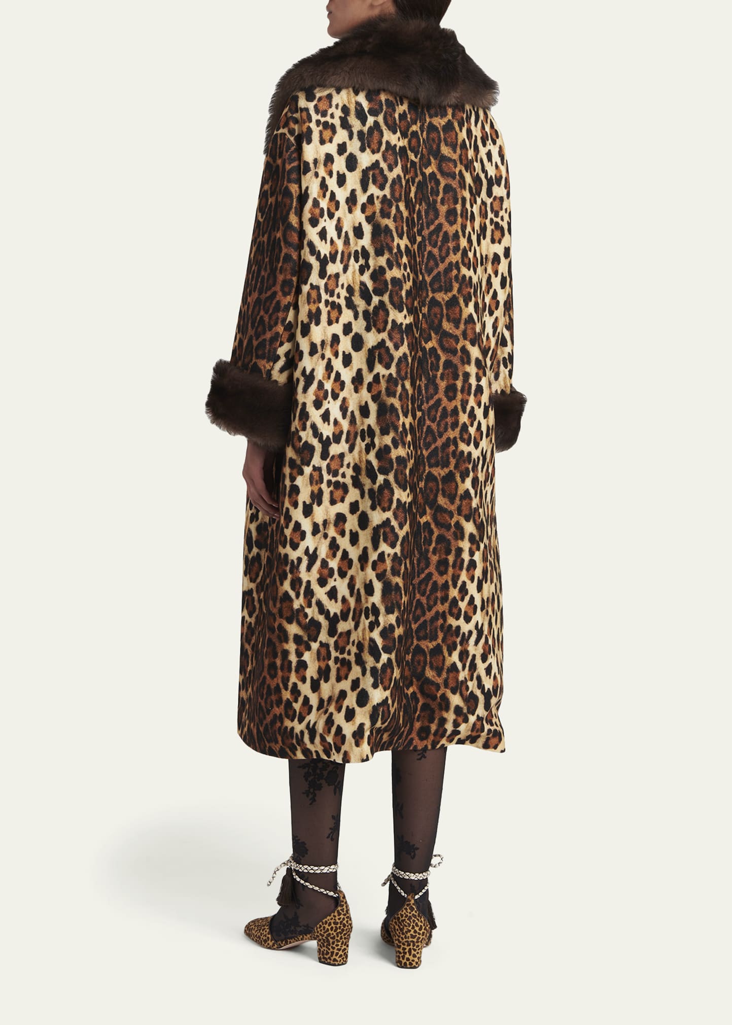Valentino Garavani Sheep Shearling-Trim Leopard-Print Wool