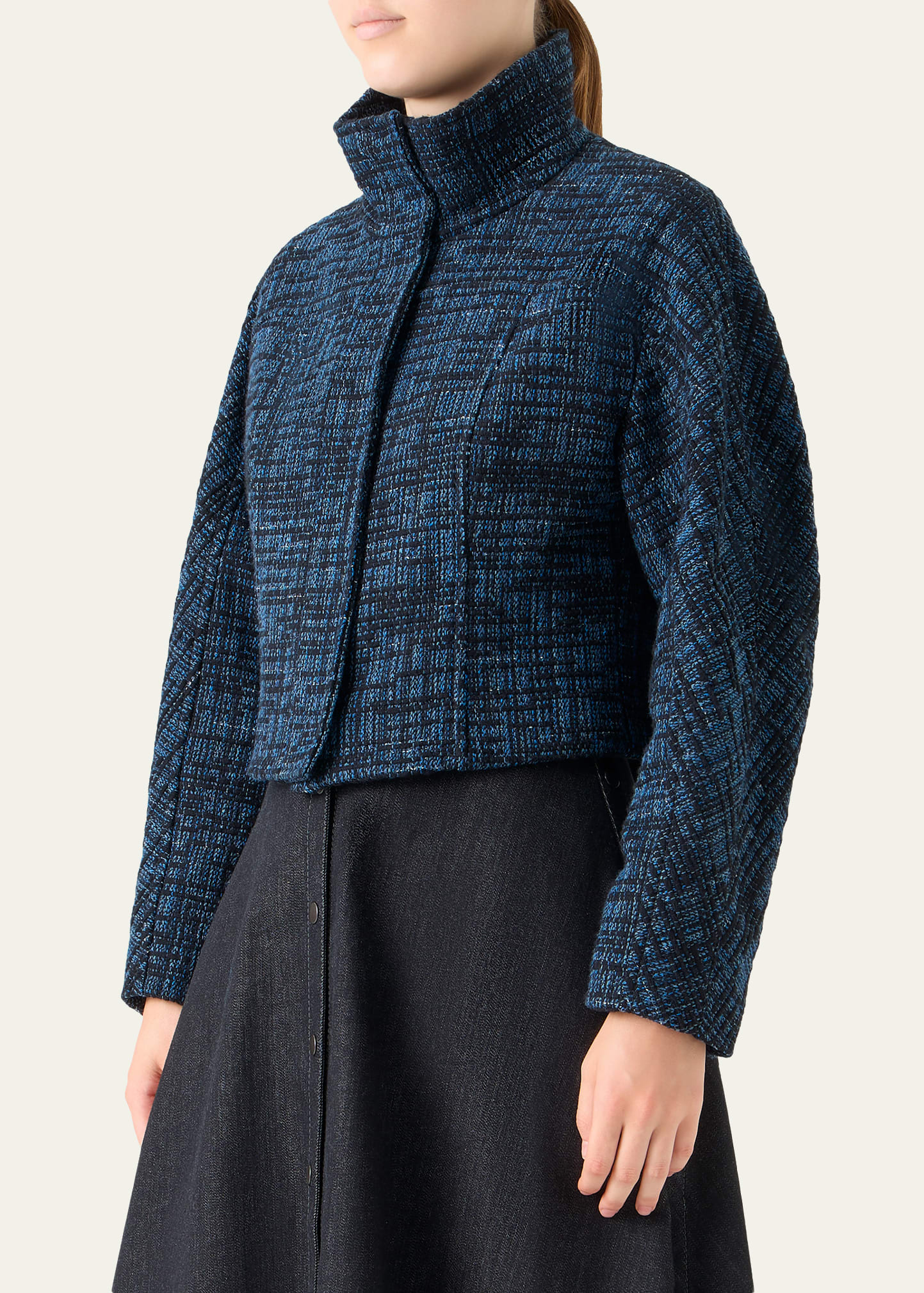 Akris punto Raw Denim Tweed Zip Jacket - Bergdorf Goodman