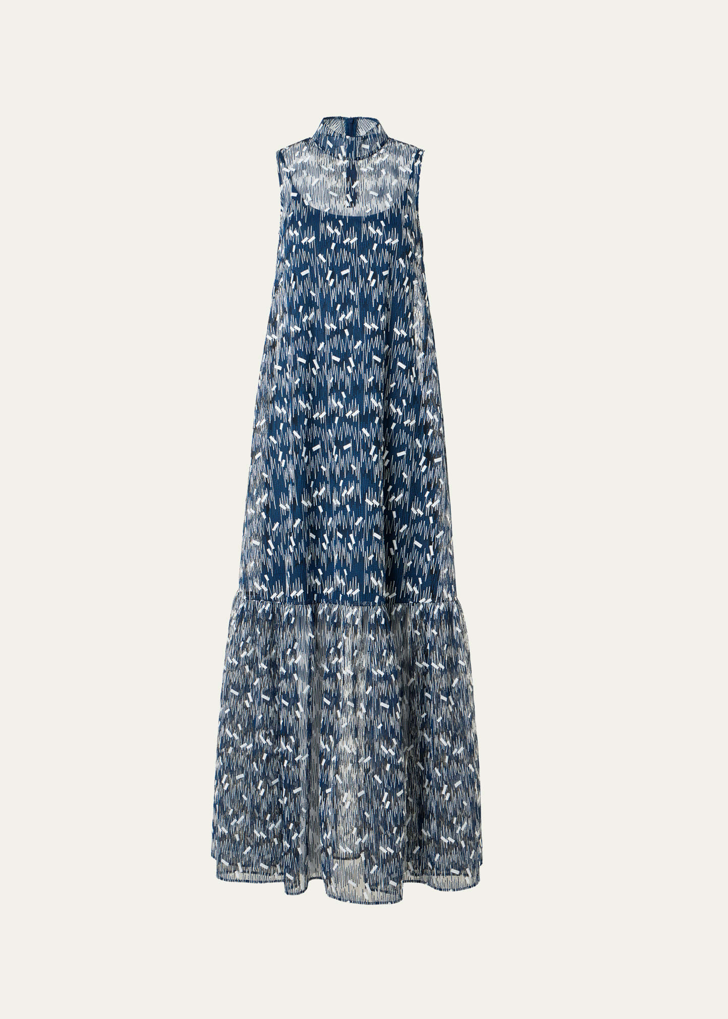 Akris punto Scribble Embroidered Tulle Sleeveless Maxi Dress