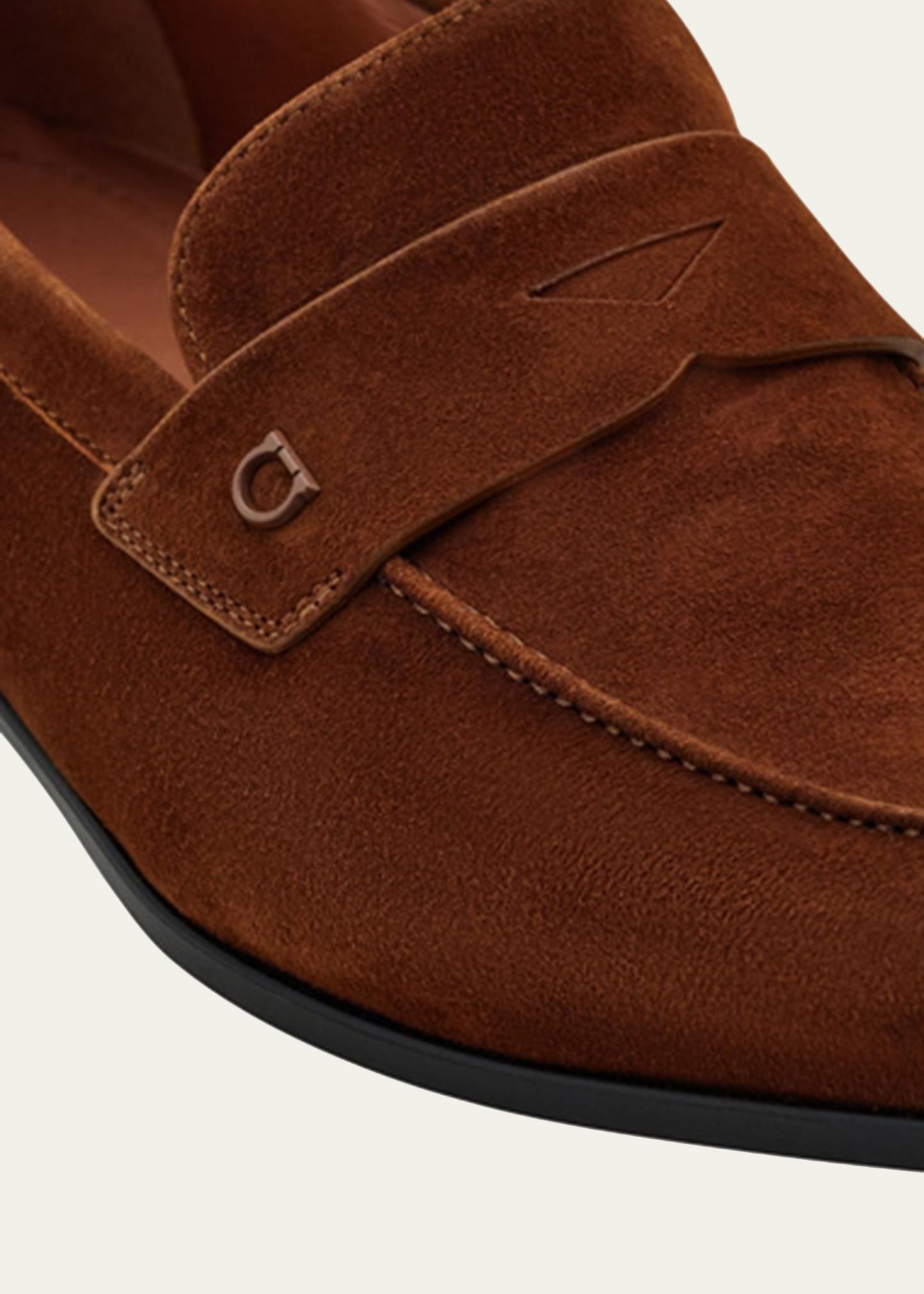 Ferragamo Men's Tiberio Soft Suede Penny Loafers - Bergdorf Goodman