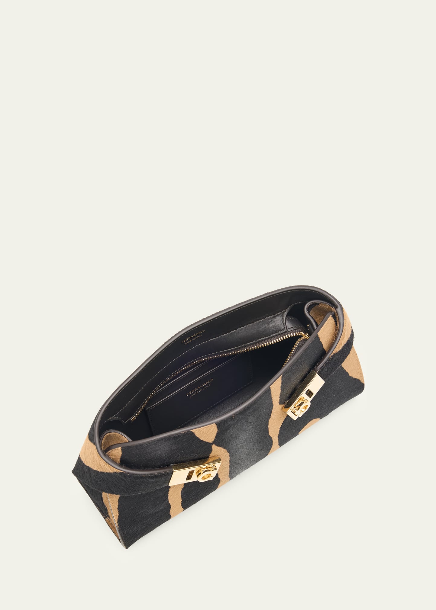 Ferragamo Hug Zebra-Print Calf Hair Shoulder Bag - Bergdorf Goodman