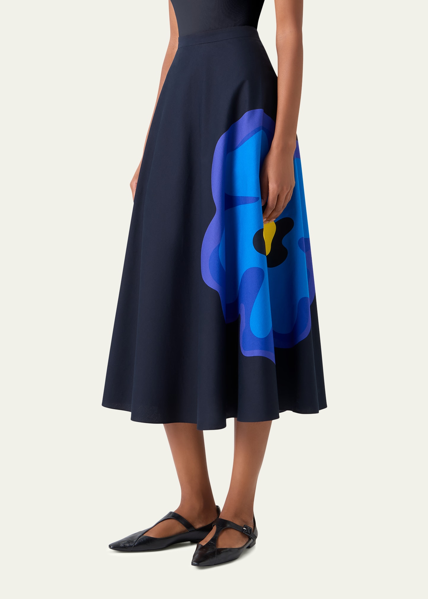 Akris punto Flower-Print A-Line Midi Skirt - Bergdorf Goodman