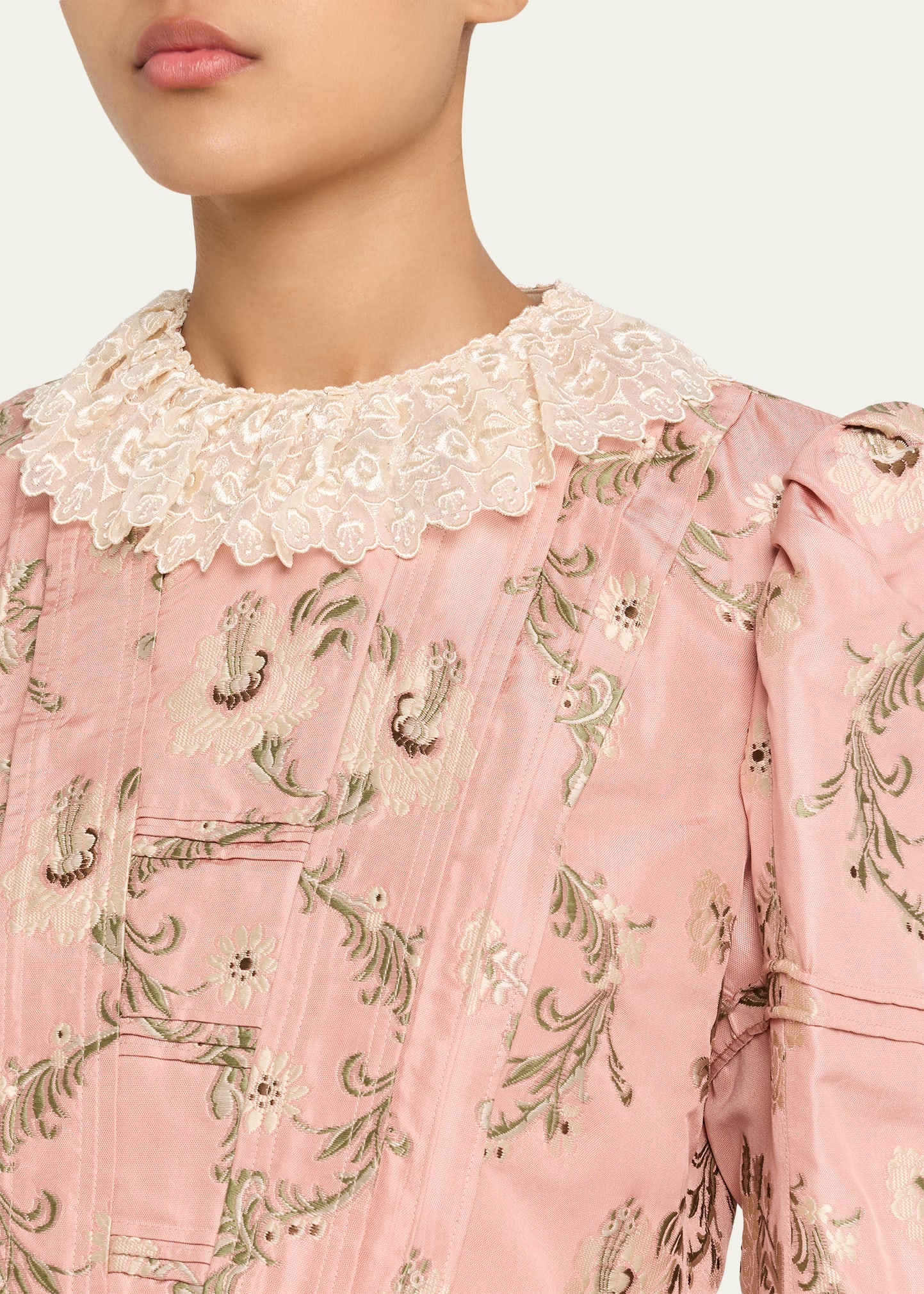 Chloe Floral-Jacquard Lace-Collar Jacket - Bergdorf Goodman