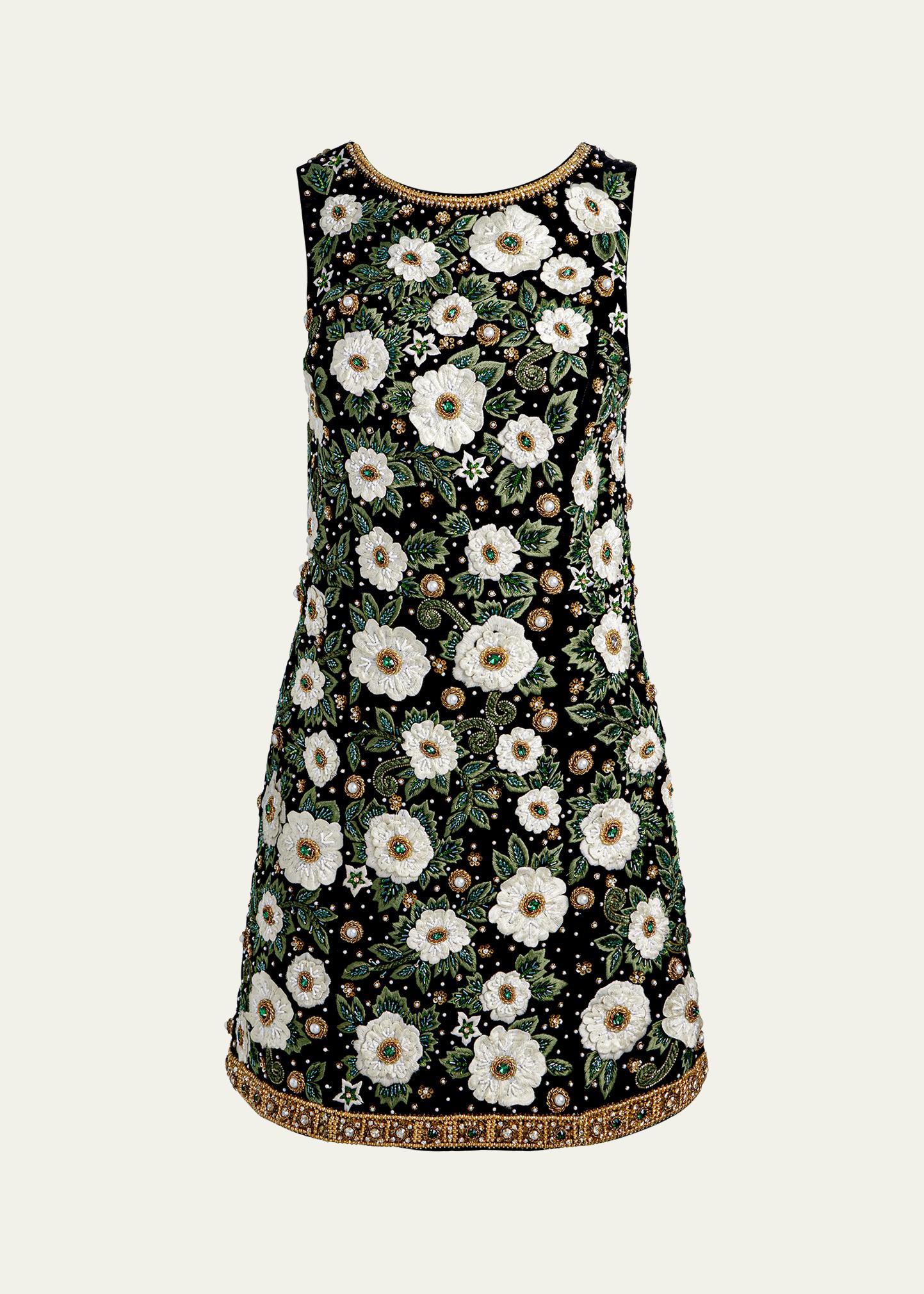 Robe Courte Alice + Olivia En Chambray Brodé - Taille 0, Neuve Sans étiquettes, Motif Floral