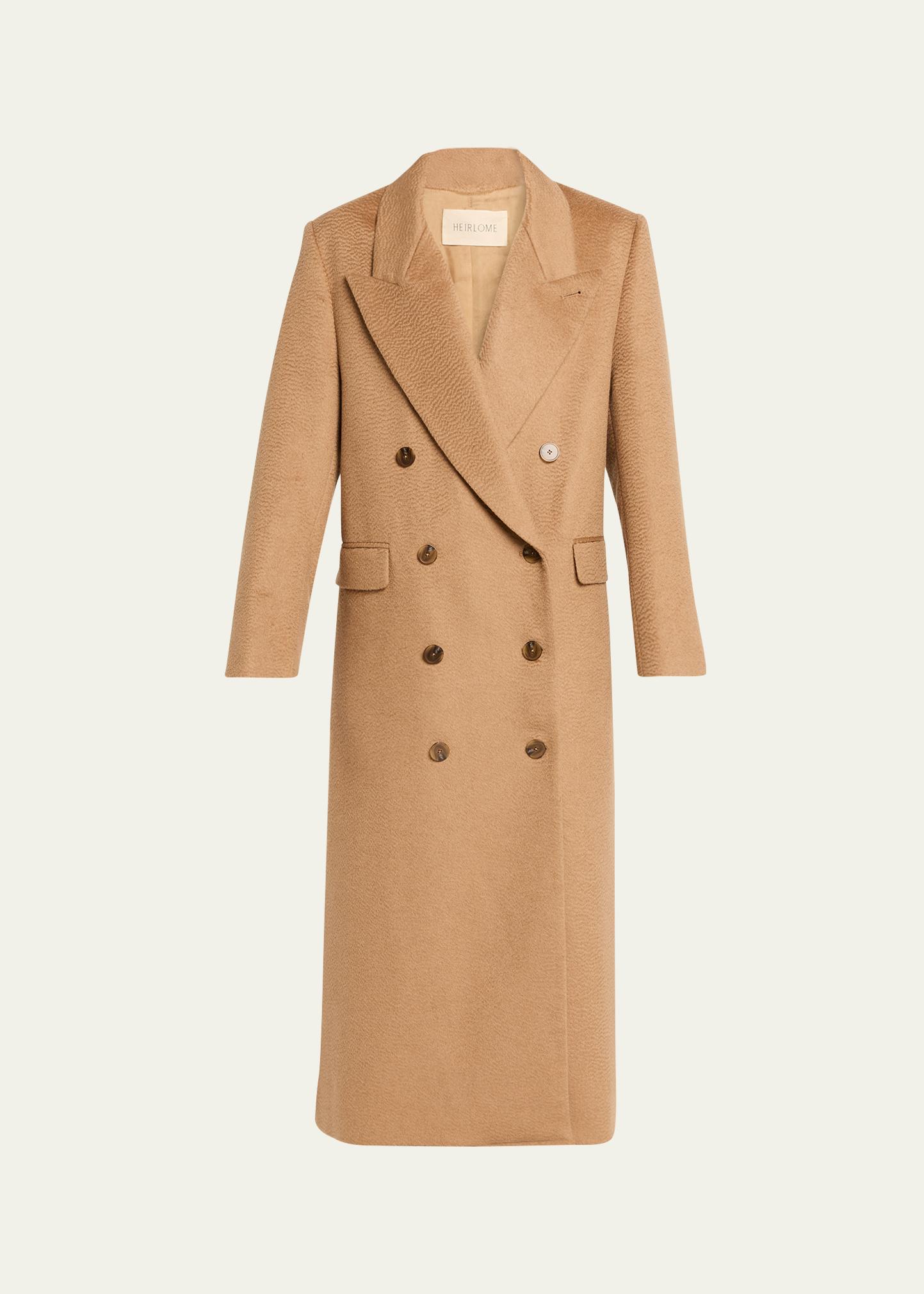 Heirlome Lilli Brushed Camel Double-Breasted Long Coat - Bergdorf