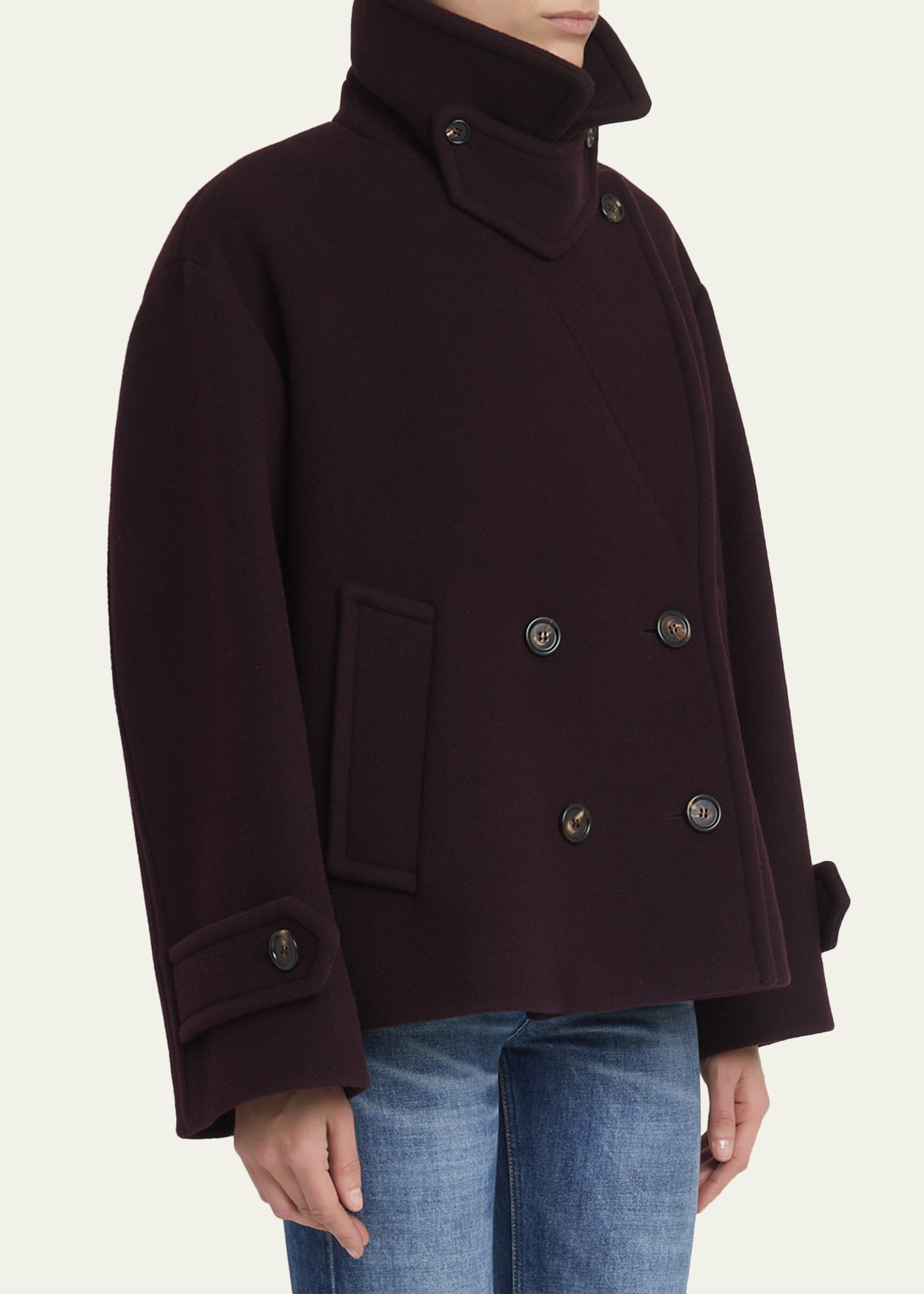 Chloe Wool Double-Breasted Oversized Pea Coat - Bergdorf Goodman