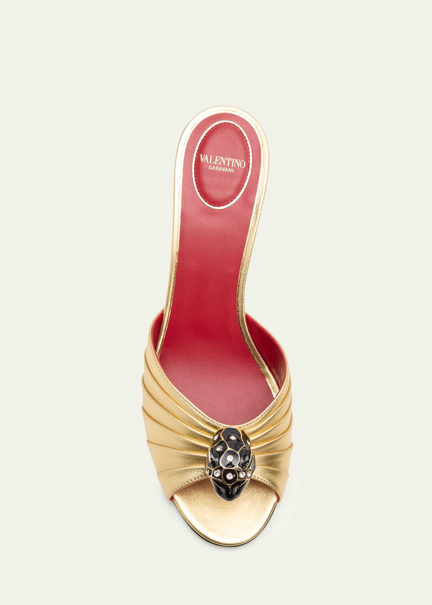 Valentino Garavani 55mm Panthea Embellished Metallic Leather Mules