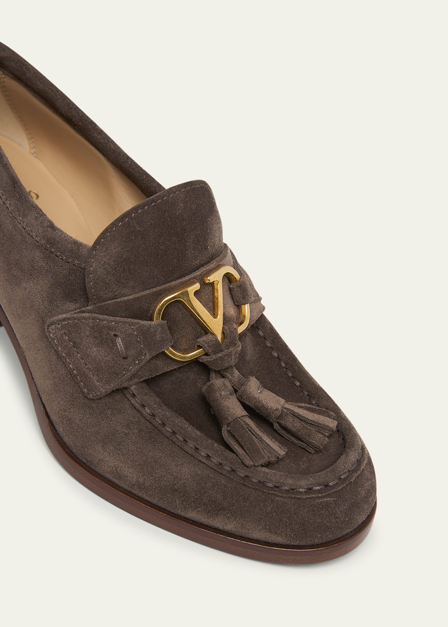 Valentino Garavani 60mm VLogo Signature Suede Block-Heel Penny