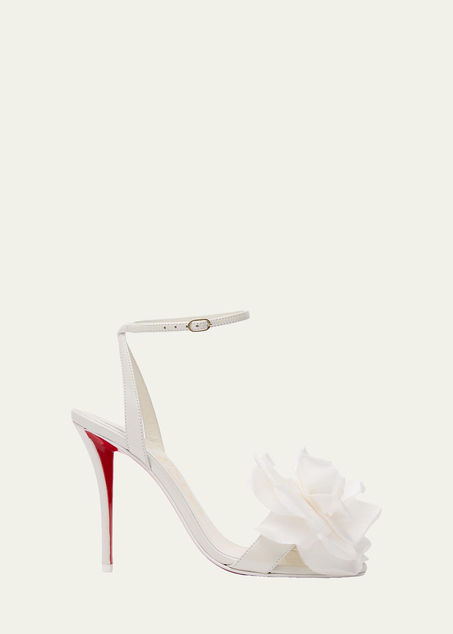 Christian Louboutin 100mm Miss Z Flora Leather Sandals - Bergdorf