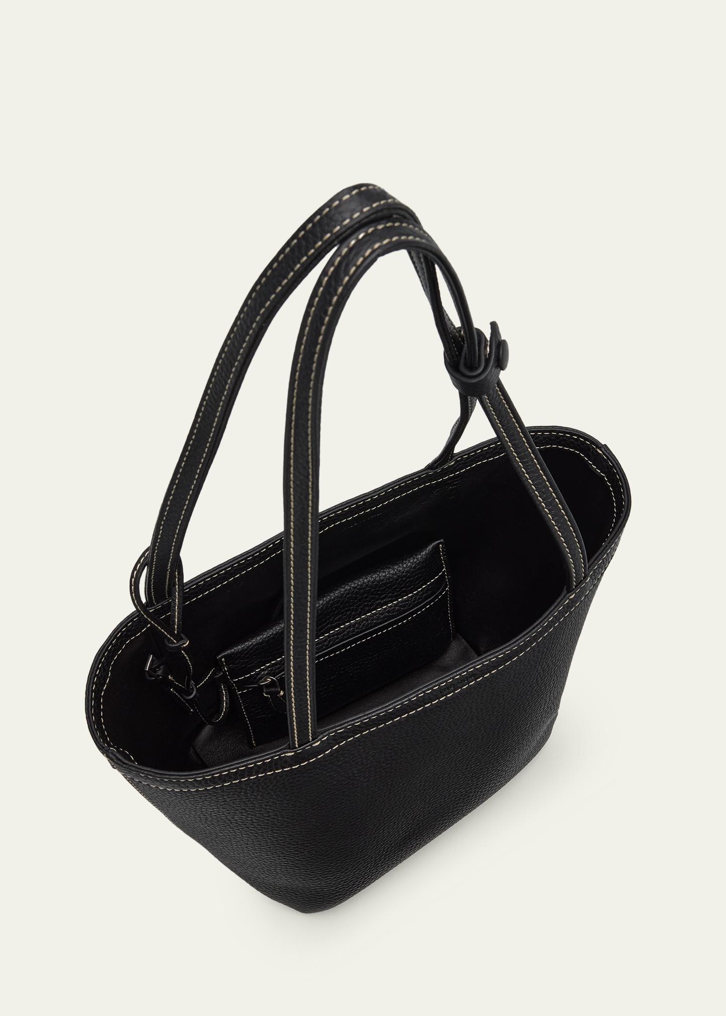 THE ROW Park Medium Topstitched Tote Bag in Pebbled Leather 