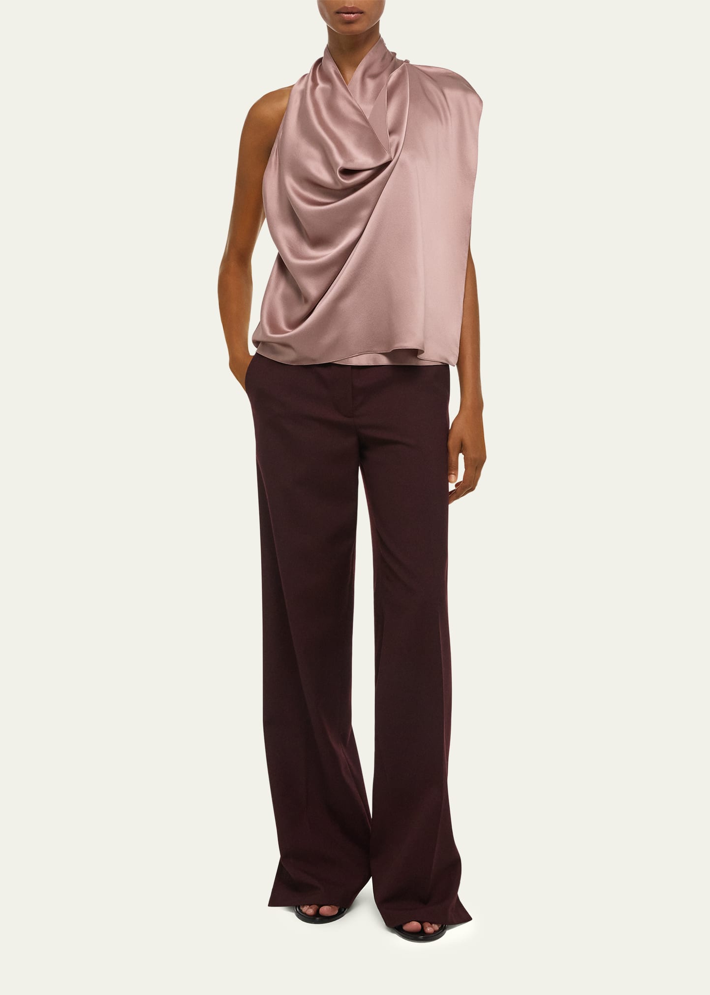 Helmut Lang Draped Silk Cowl-Neck Top - Bergdorf Goodman