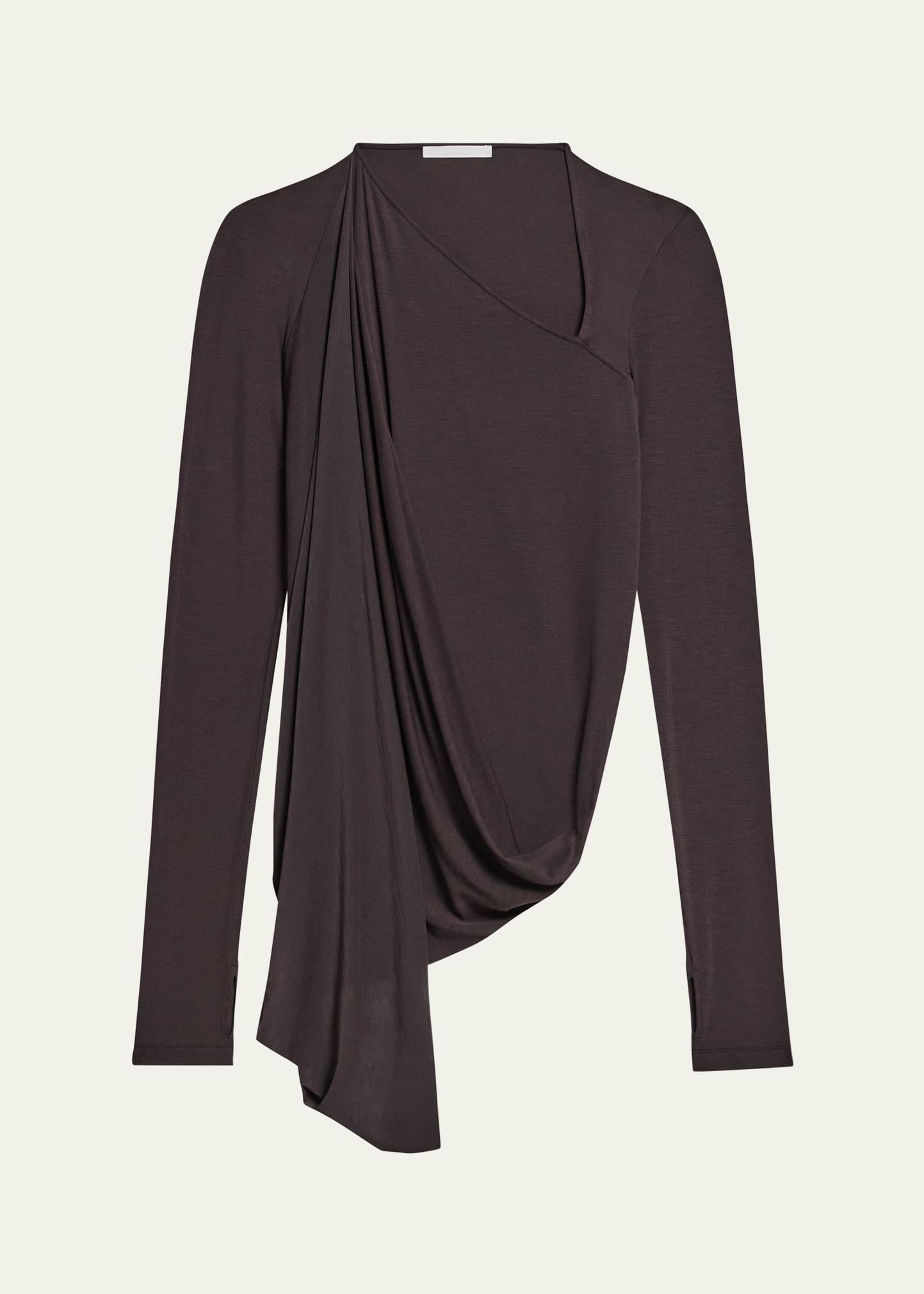 Helmut Lang Draped Asymmetric Jersey Top - Bergdorf Goodman