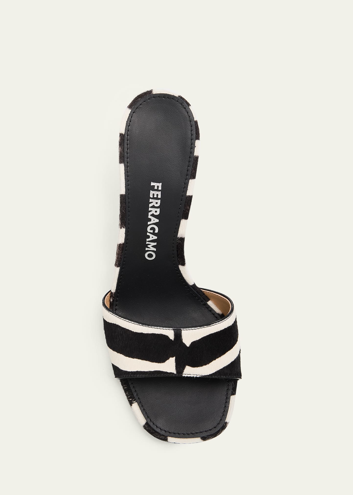 Ferragamo 95mm Tatiana Zebra Calf Hair Mules - Bergdorf Goodman