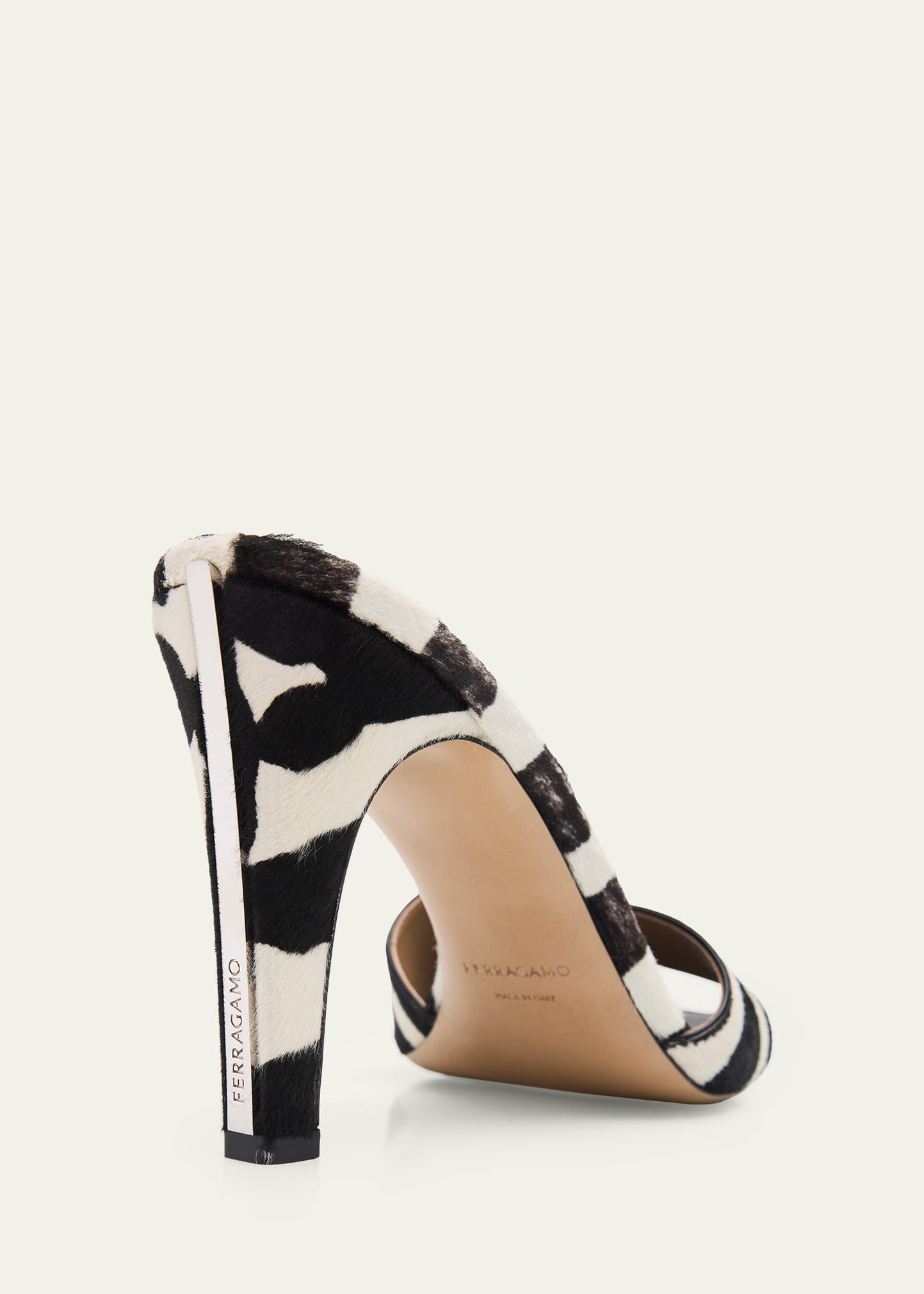 Ferragamo 95mm Tatiana Zebra Calf Hair Mules - Bergdorf Goodman
